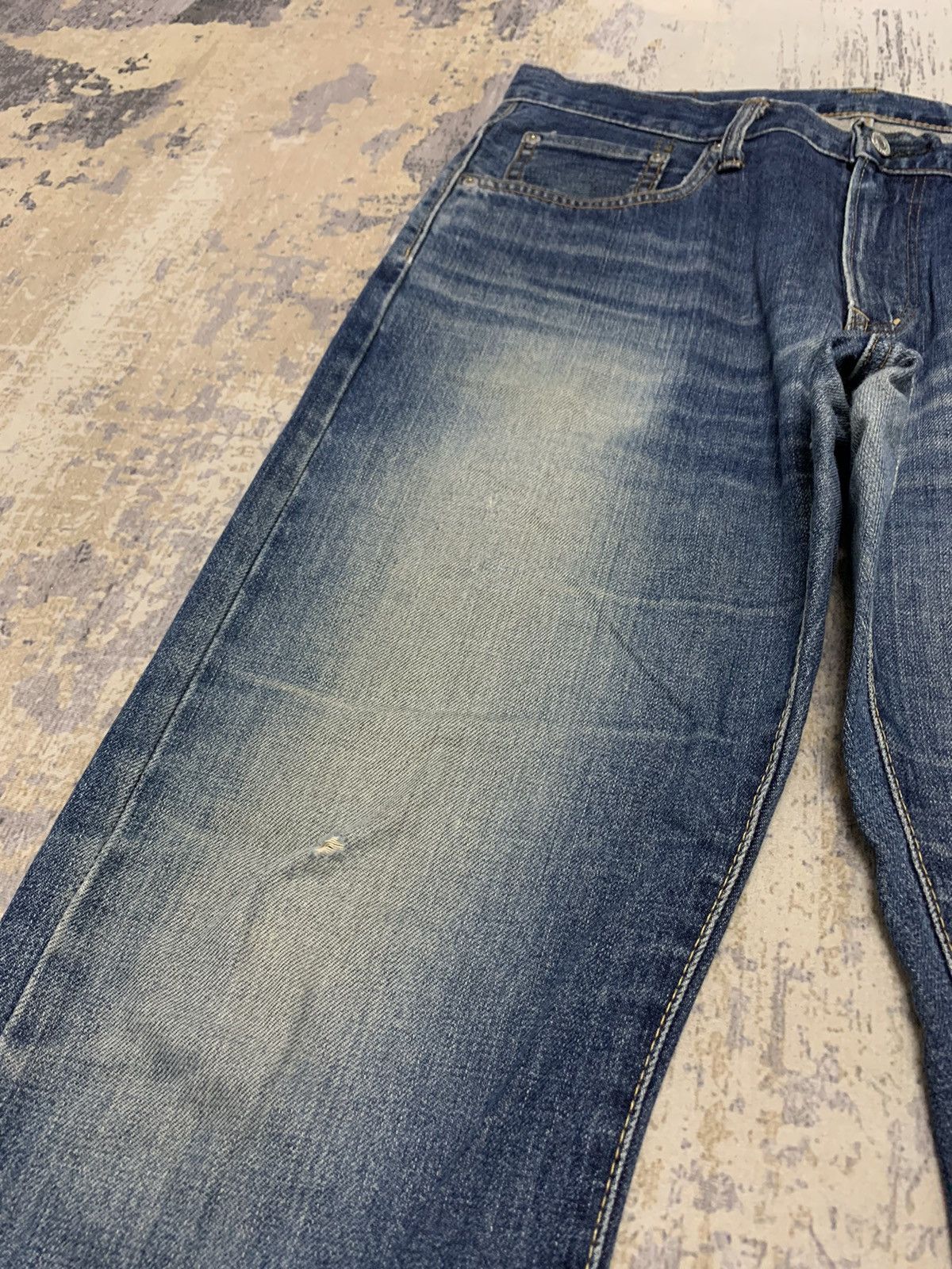 Japanese Brand Vtg Edwin Japanese Distressed Faded Slim Straight Jeans W33 Size US 33 - 5 Thumbnail