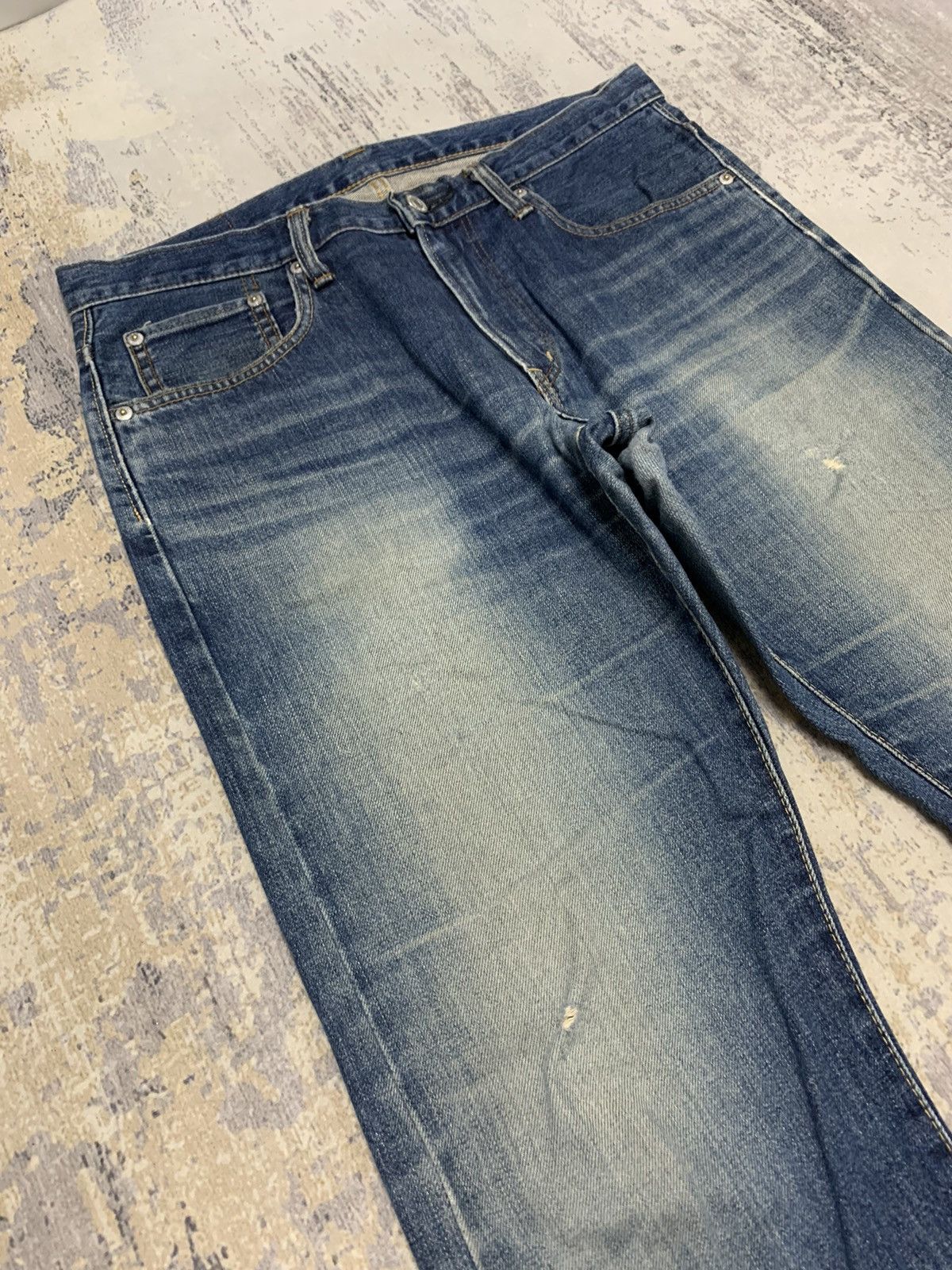 Japanese Brand Vtg Edwin Japanese Distressed Faded Slim Straight Jeans W33 Size US 33 - 2 Thumbnail