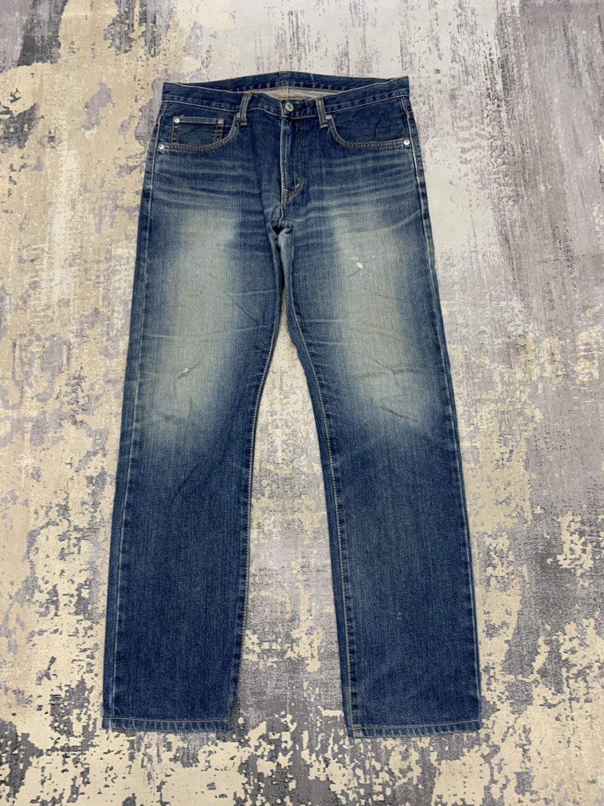 Japanese Brand Vtg Edwin Japanese Distressed Faded Slim Straight Jeans W33 Size US 33 - 1 Thumbnail