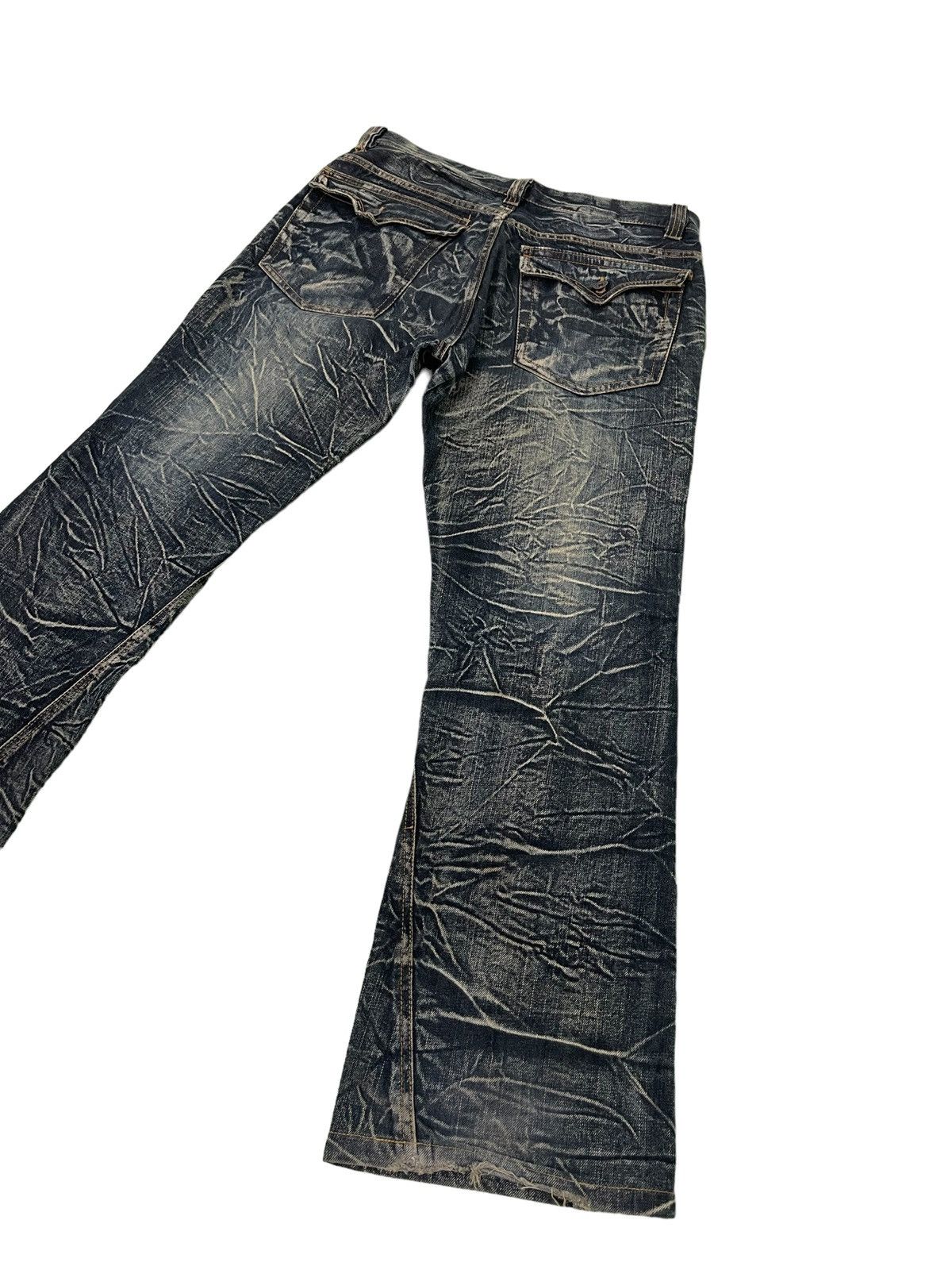 Japanese Brand Flare Jeans Nylaus Denim Acid Wash Boot Cut 1🟦8 Size US 33 - 3 Thumbnail