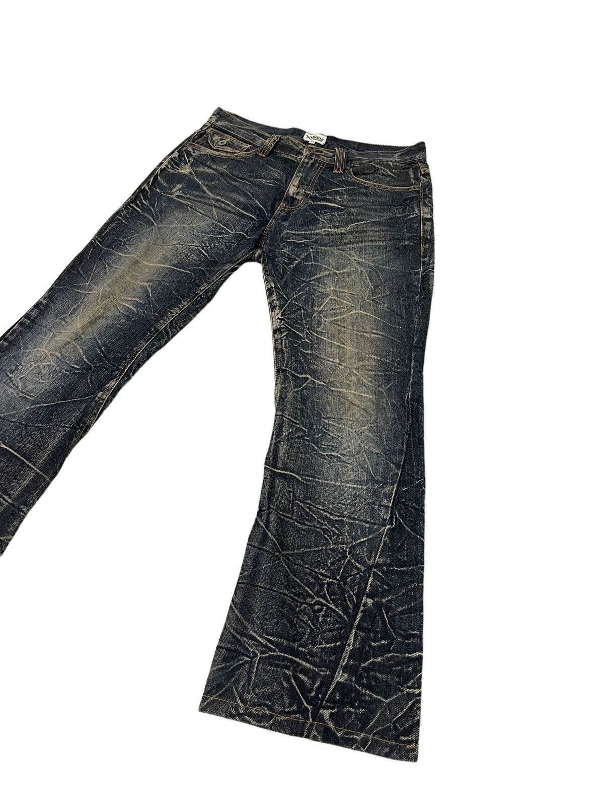 Japanese Brand Flare Jeans Nylaus Denim Acid Wash Boot Cut 1🟦8 Size US 33 - 11 Thumbnail