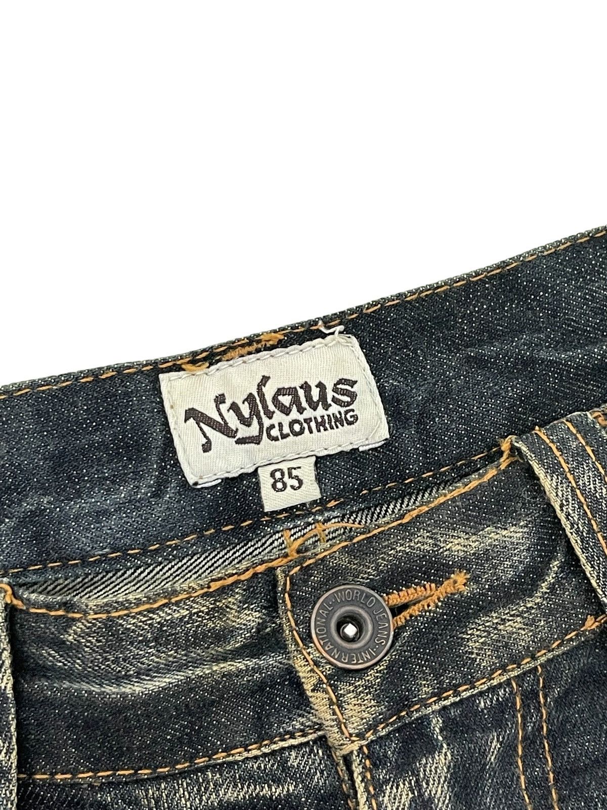 Japanese Brand Flare Jeans Nylaus Denim Acid Wash Boot Cut 1🟦8 Size US 33 - 17 Thumbnail