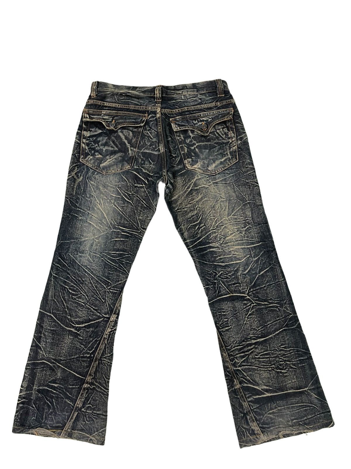Japanese Brand Flare Jeans Nylaus Denim Acid Wash Boot Cut 1🟦8 Size US 33 - 2 Thumbnail