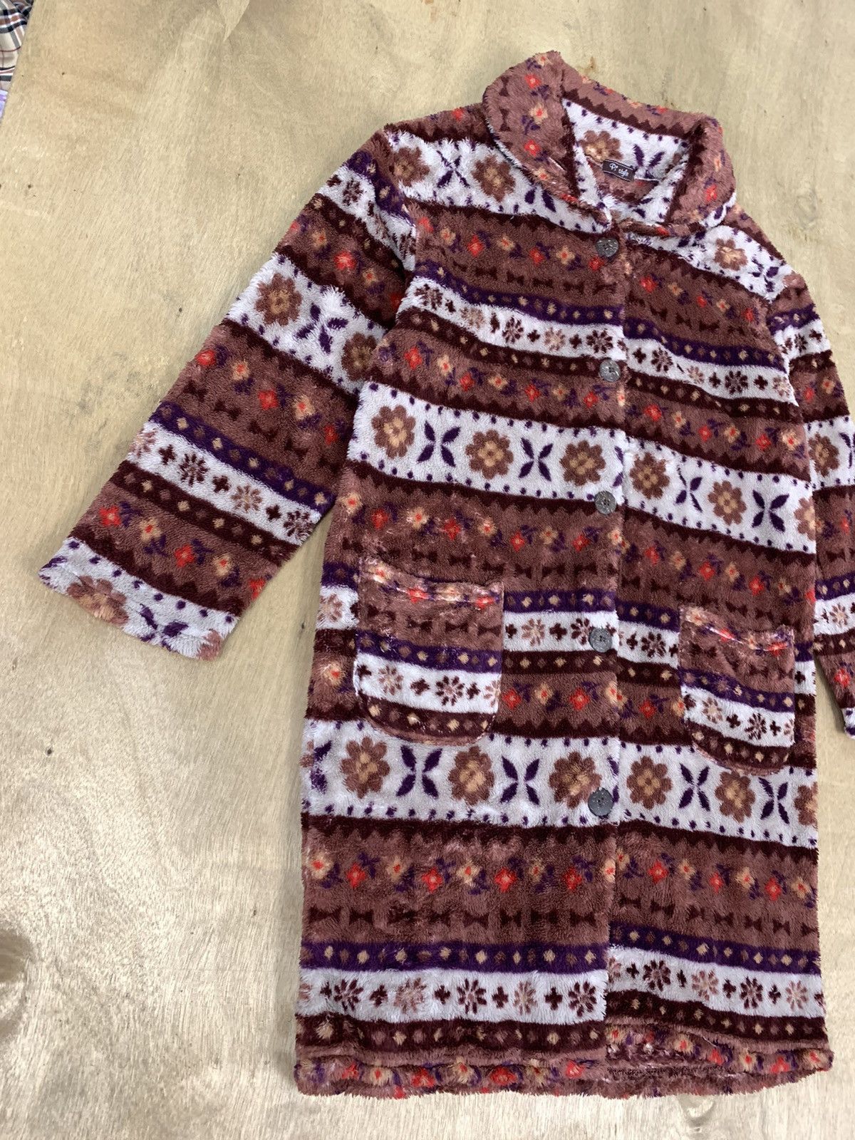 Japanese Brand P3 STYLE Navajo Fullprint Fleece Parka Trench Long Cardigan Size M / US 6-8 / IT 42-44 - 7 Thumbnail