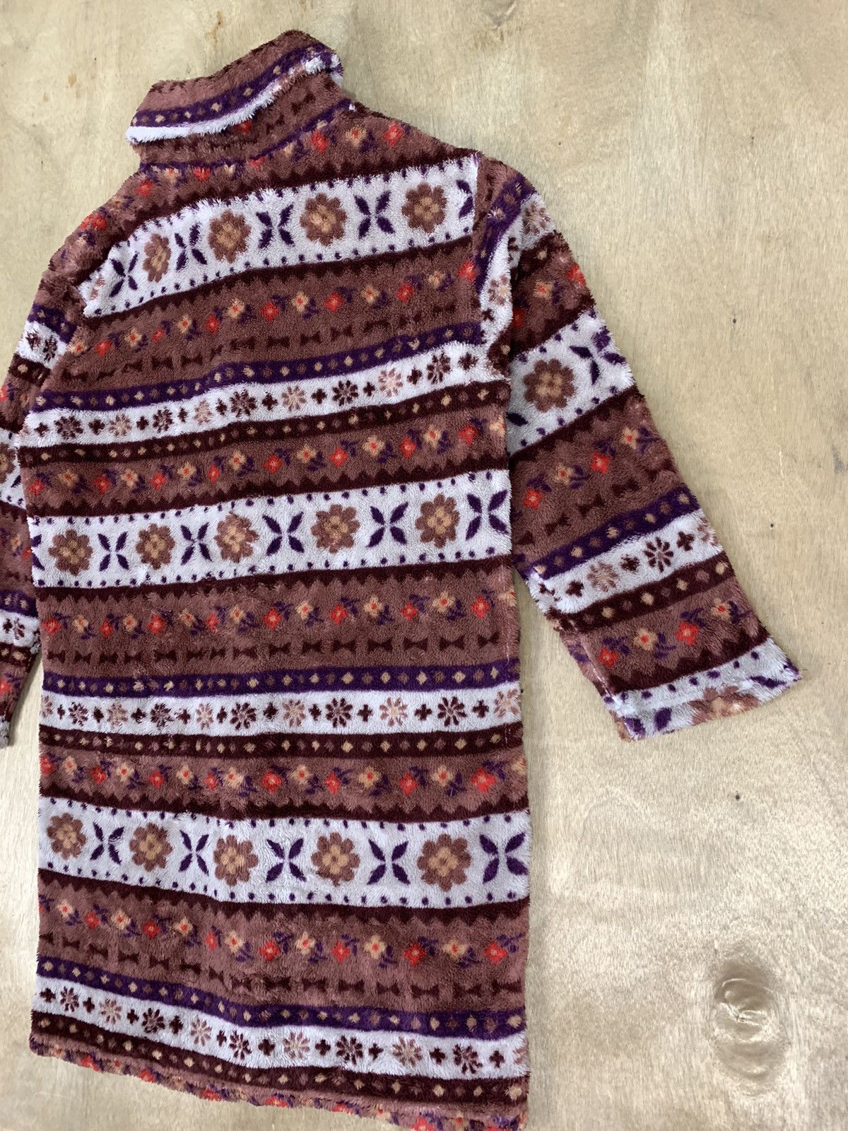 Japanese Brand P3 STYLE Navajo Fullprint Fleece Parka Trench Long Cardigan Size M / US 6-8 / IT 42-44 - 16 Thumbnail