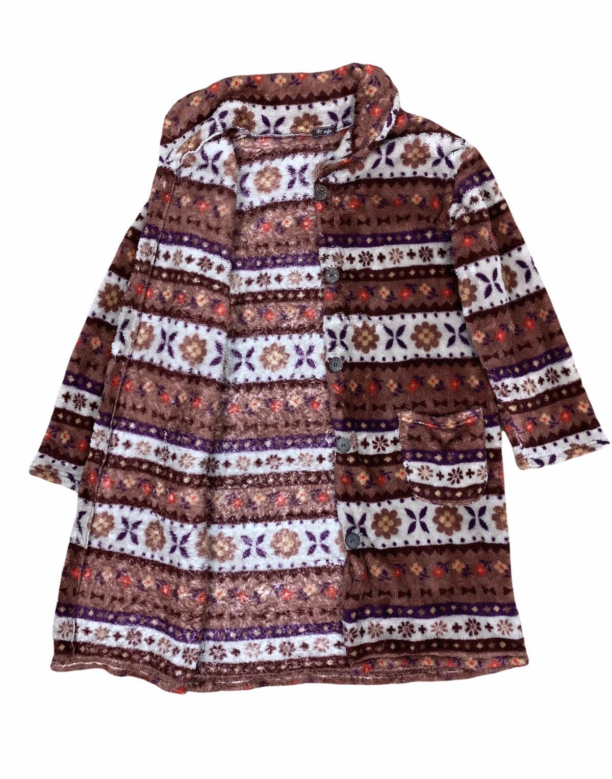Japanese Brand P3 STYLE Navajo Fullprint Fleece Parka Trench Long Cardigan Size M / US 6-8 / IT 42-44 - 3 Thumbnail