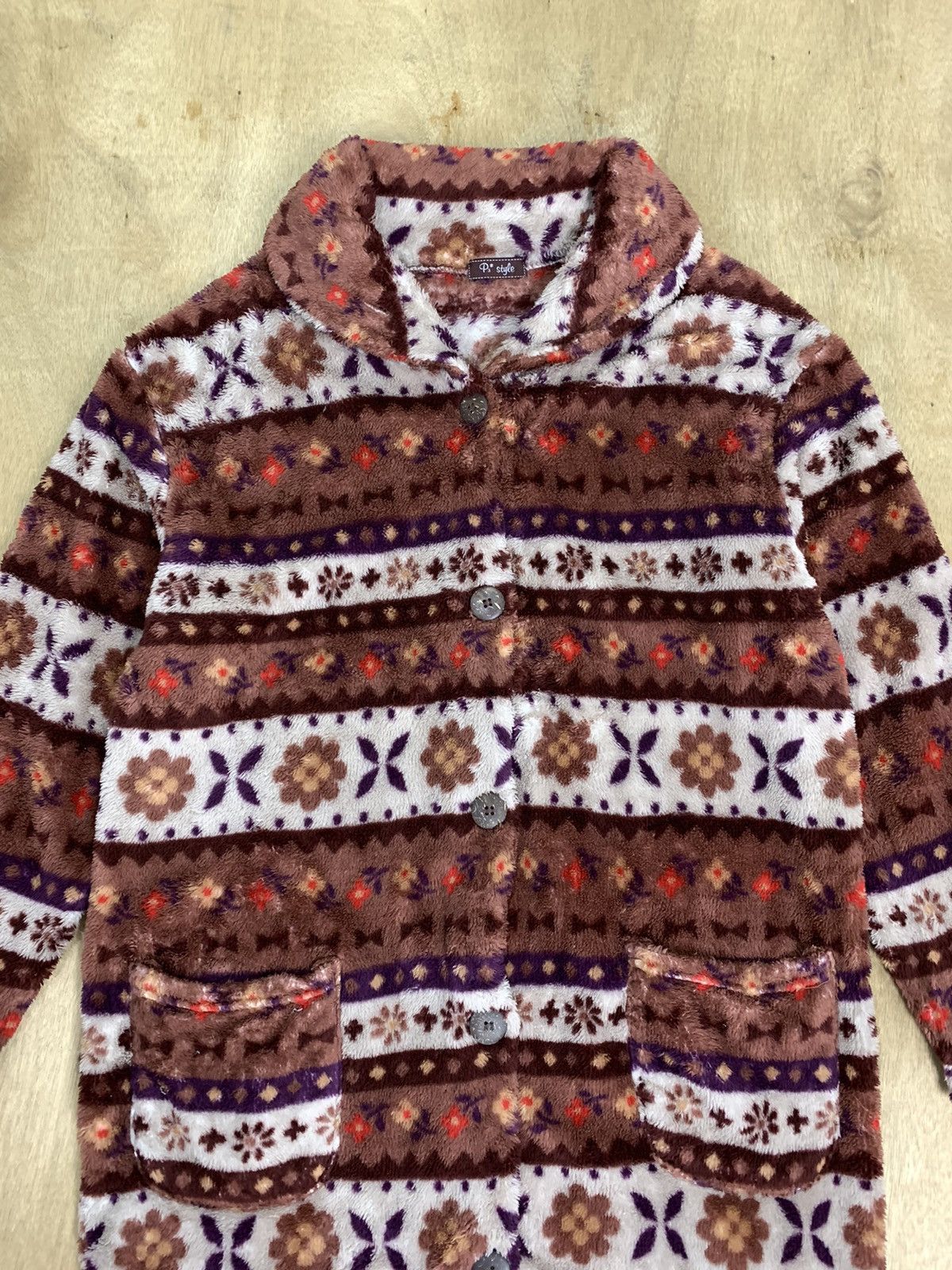 Japanese Brand P3 STYLE Navajo Fullprint Fleece Parka Trench Long Cardigan Size M / US 6-8 / IT 42-44 - 5 Thumbnail