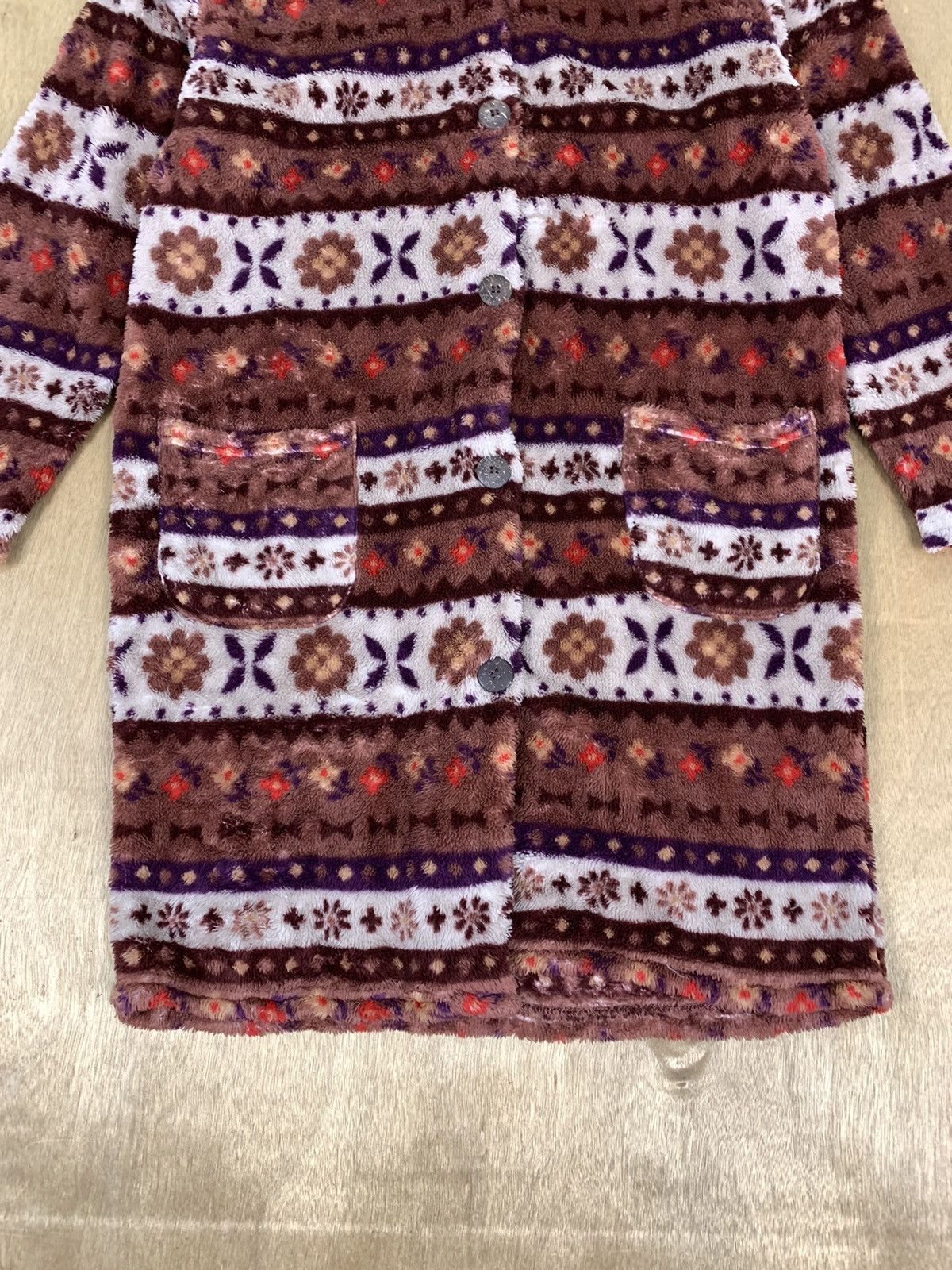 Japanese Brand P3 STYLE Navajo Fullprint Fleece Parka Trench Long Cardigan Size M / US 6-8 / IT 42-44 - 6 Thumbnail