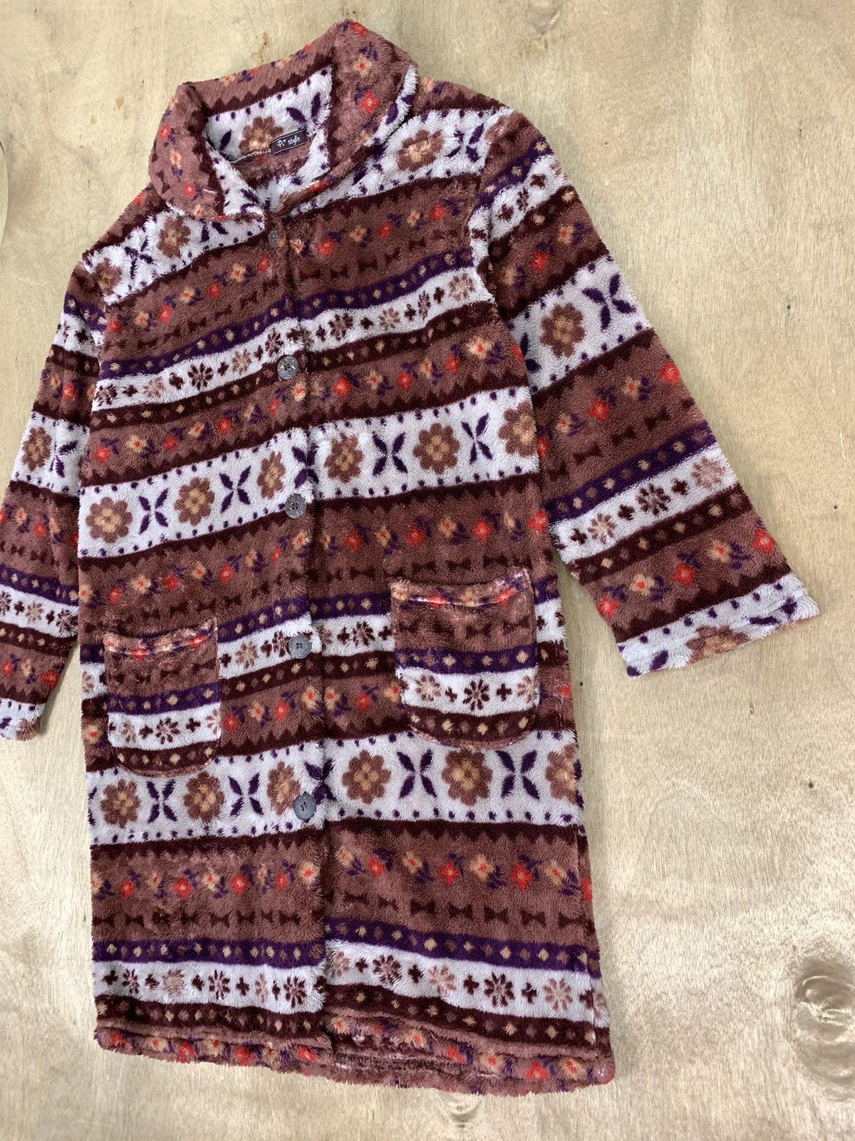 Japanese Brand P3 STYLE Navajo Fullprint Fleece Parka Trench Long Cardigan Size M / US 6-8 / IT 42-44 - 8 Thumbnail