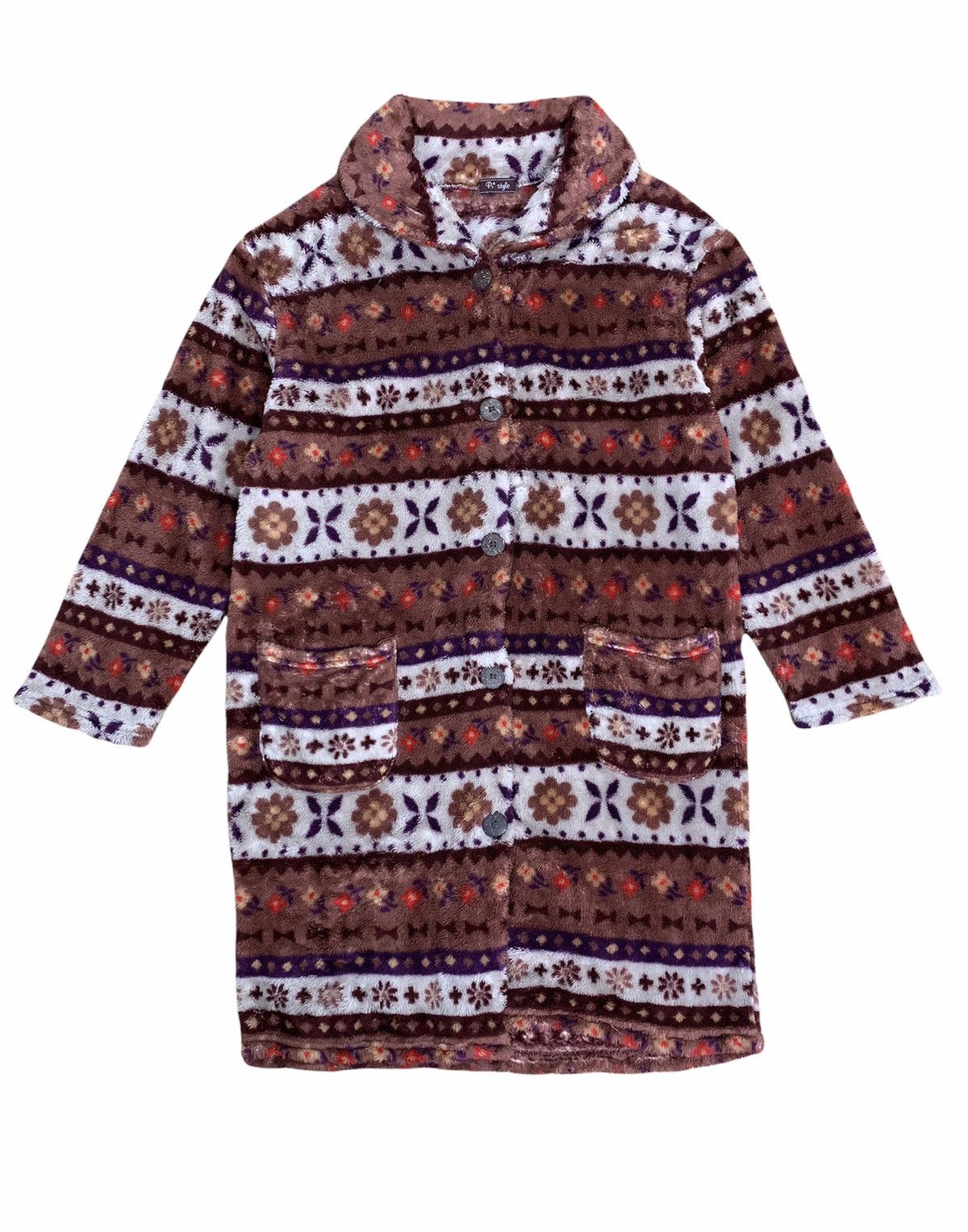 Japanese Brand P3 STYLE Navajo Fullprint Fleece Parka Trench Long Cardigan Size M / US 6-8 / IT 42-44 - 1 Thumbnail