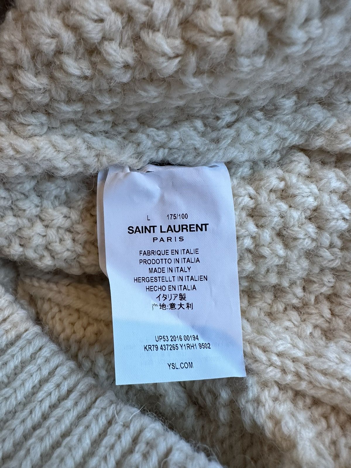 Saint Laurent Paris FW16 Saint Laurent Palladium cream cable knit sweater GRAIL Size US L / EU 52-54 / 3 - 18 Thumbnail