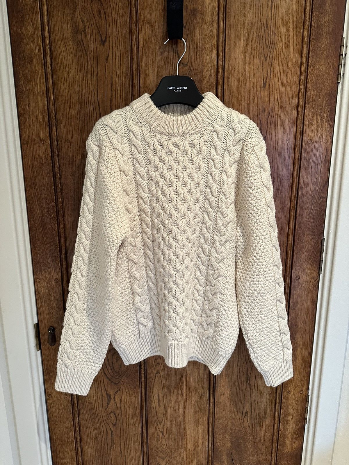 Saint Laurent Paris FW16 Saint Laurent Palladium cream cable knit sweater GRAIL Size US L / EU 52-54 / 3 - 1 Thumbnail
