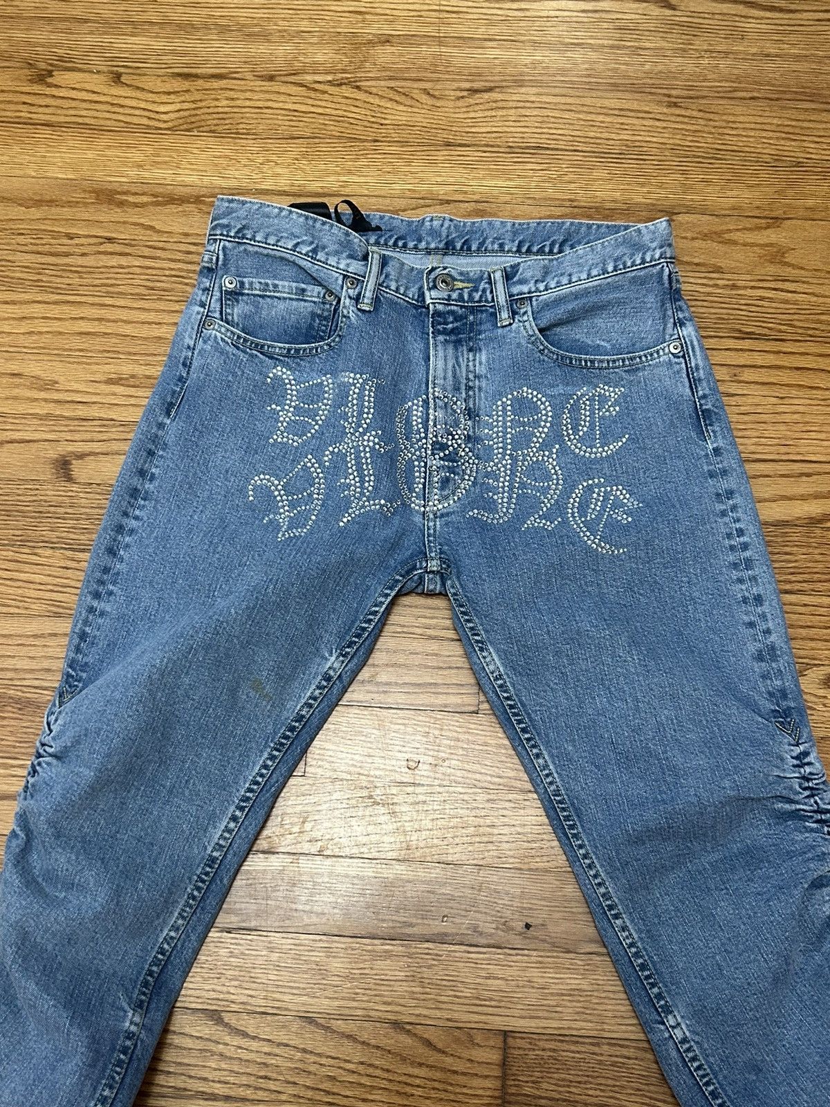 Vlone Vlone rhinestone stacked jeans | Grailed