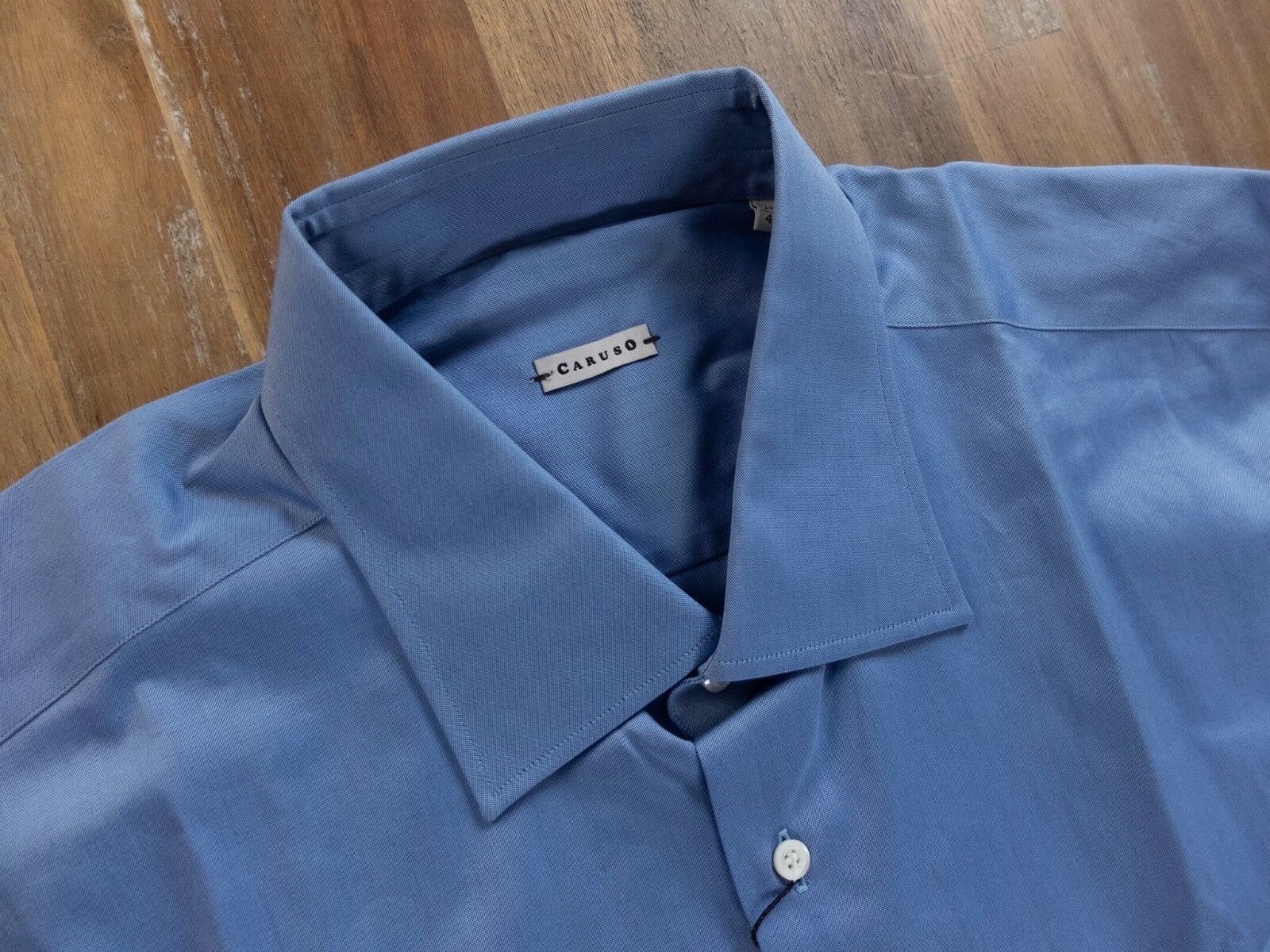 Caruso RAFFAELE CARUSO blue cotton formal dress shirt - 44 / 17.5 Size US XL / EU 56 / 4 - 2 Thumbnail
