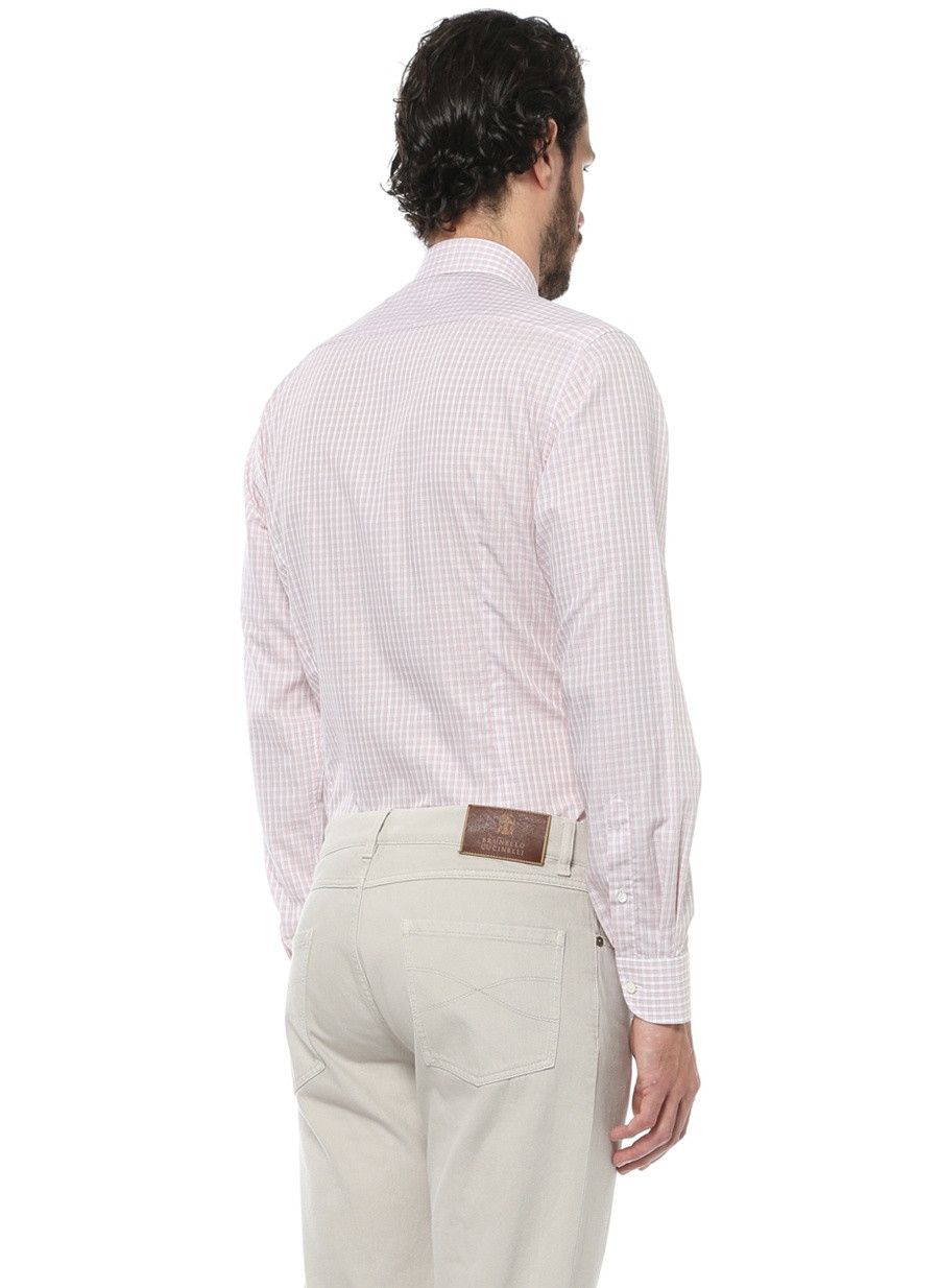 Caruso RAFFAELE CARUSO pink plaid cotton dress shirt 41 / 16 Size US M / EU 48-50 / 2 - 2 Thumbnail