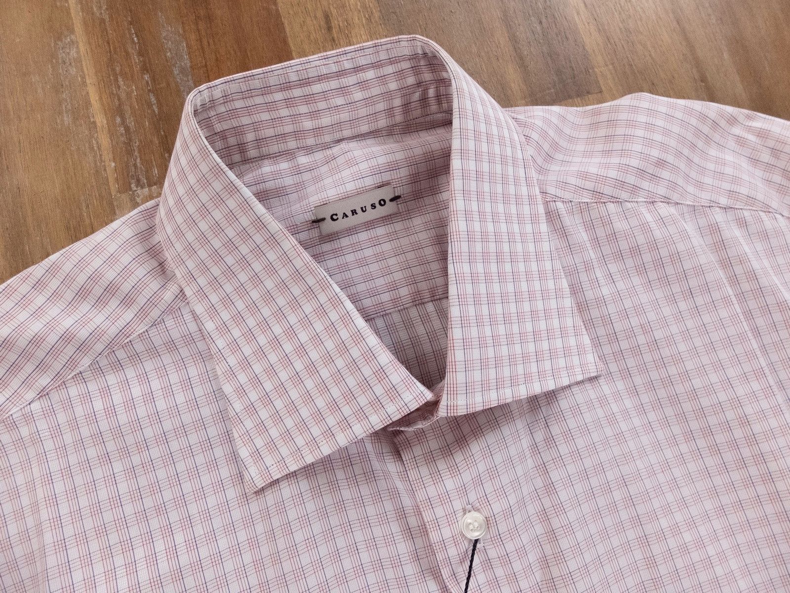 Caruso RAFFAELE CARUSO pink plaid cotton dress shirt 41 / 16 Size US M / EU 48-50 / 2 - 4 Thumbnail
