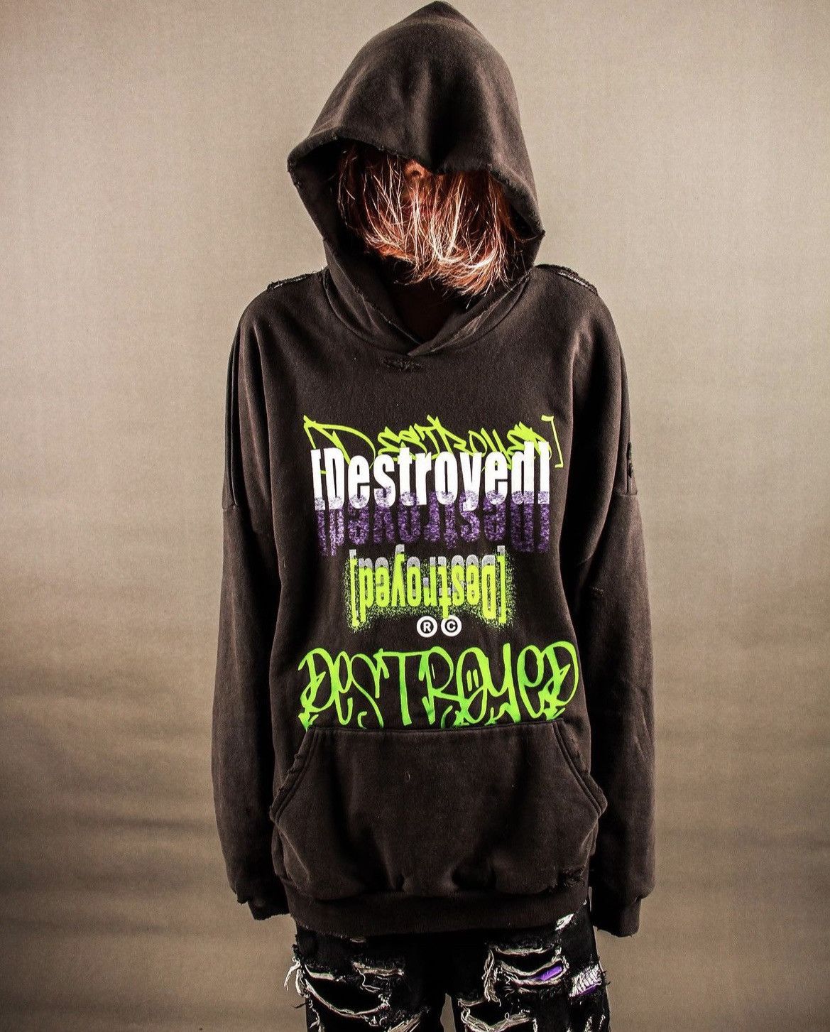 Japanese Brand RC Destroyed Hoodie Size US L / EU 52-54 / 3 - 3 Thumbnail