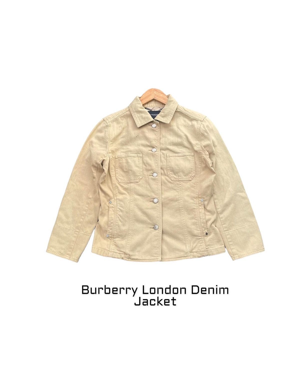 image of Stealsvintage Burberry London Denim Jacket in Beige, Men's (Size Medium)