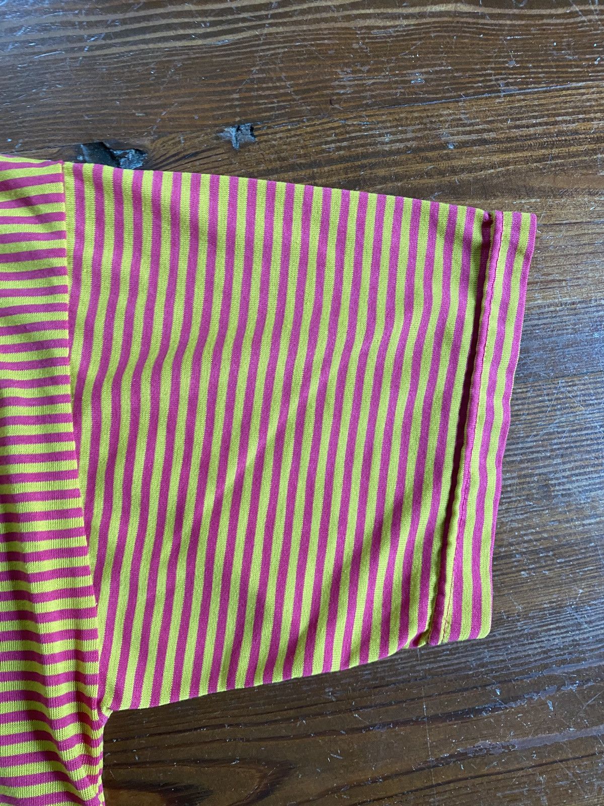Vintage Vintage 80’s Pink & Yellow Striped Double Collar Tee Size US M / EU 48-50 / 2 - 13 Thumbnail