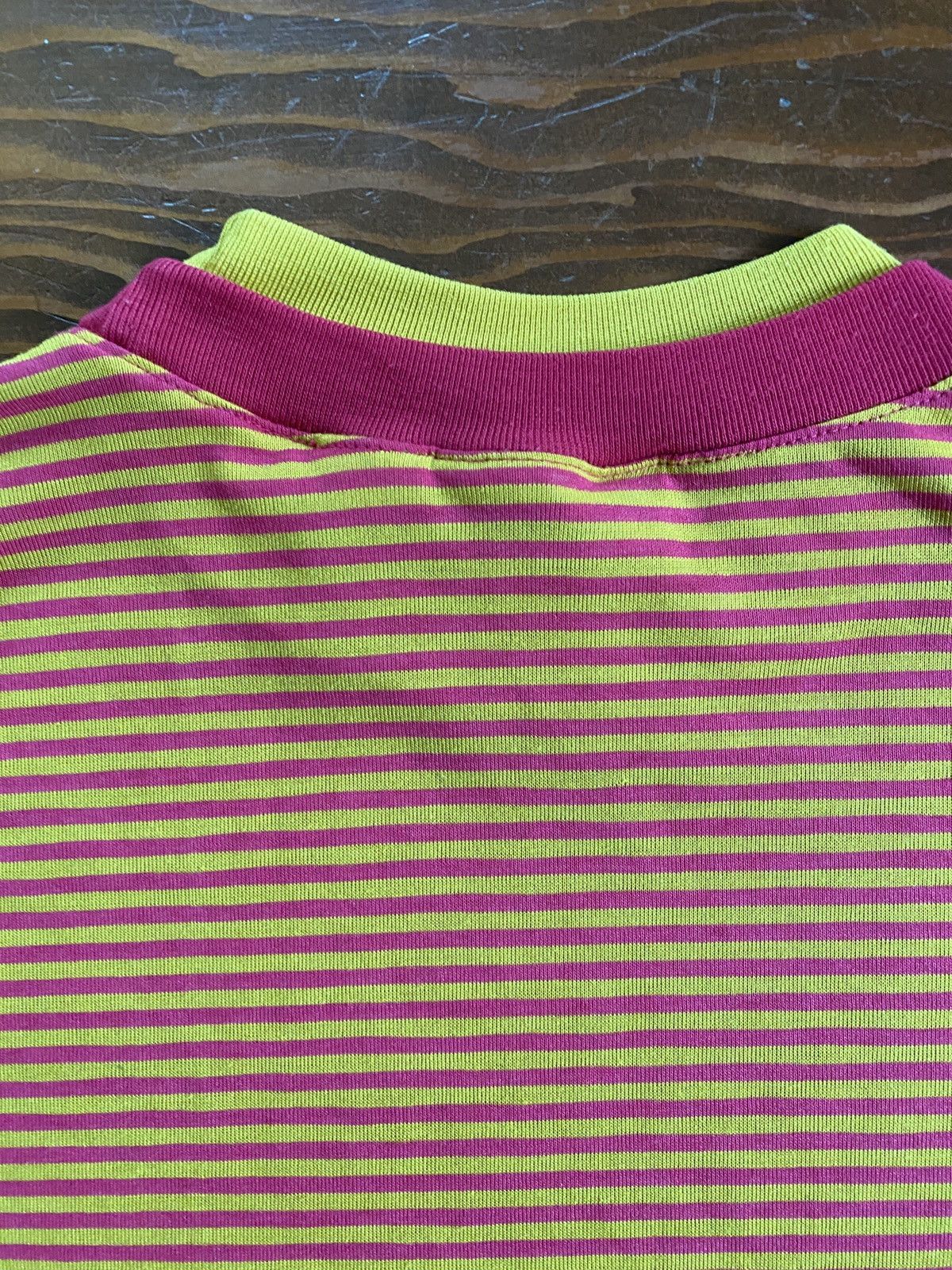 Vintage Vintage 80’s Pink & Yellow Striped Double Collar Tee Size US M / EU 48-50 / 2 - 14 Thumbnail