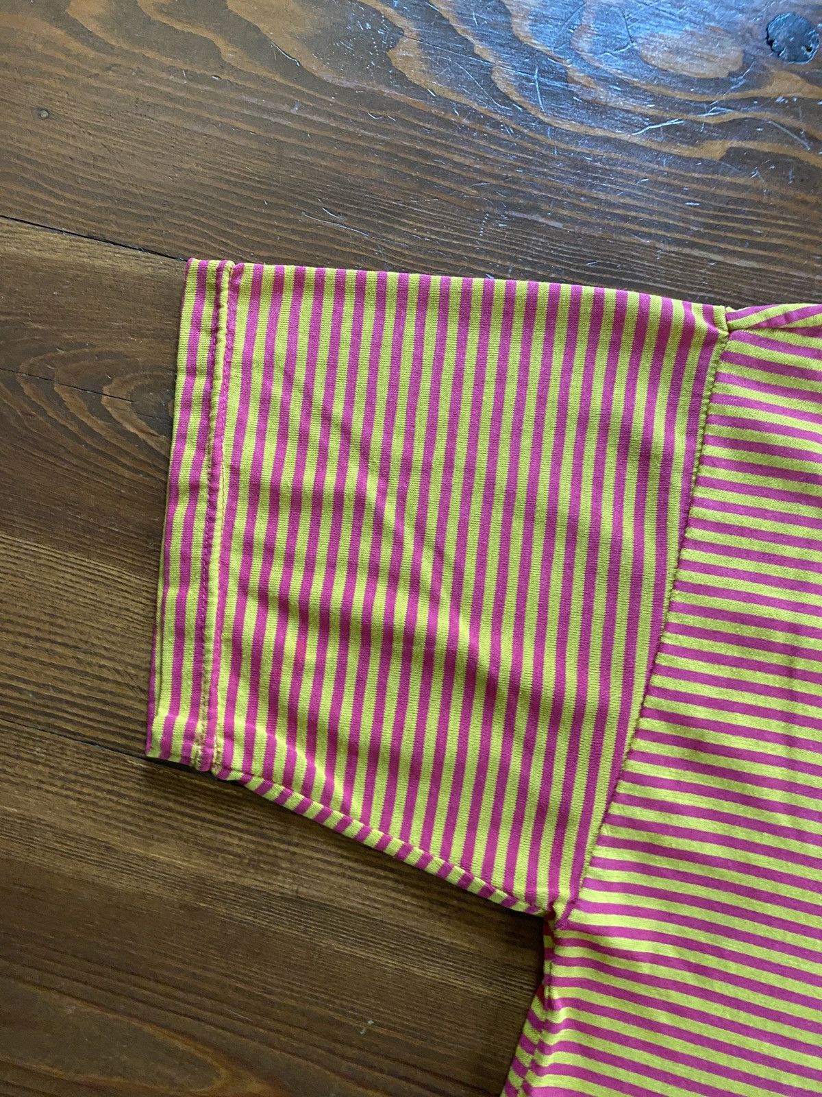 Vintage Vintage 80’s Pink & Yellow Striped Double Collar Tee Size US M / EU 48-50 / 2 - 5 Thumbnail