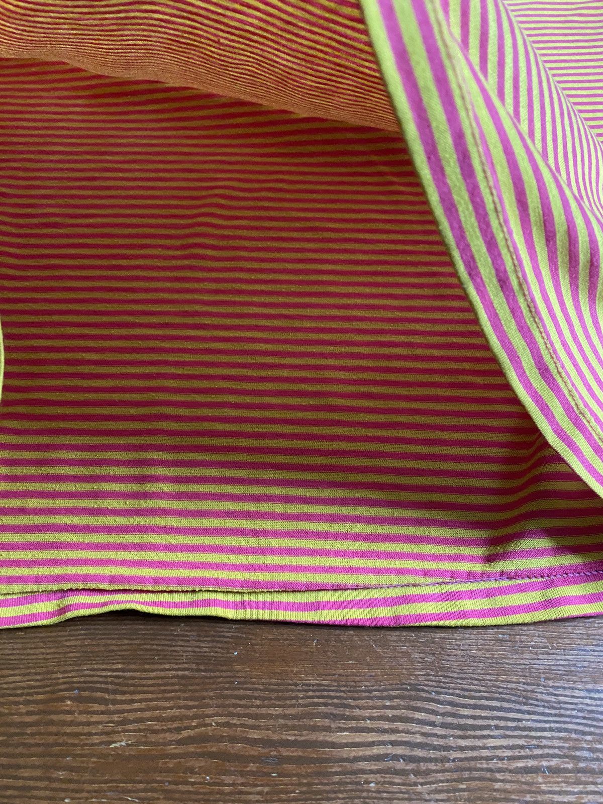 Vintage Vintage 80’s Pink & Yellow Striped Double Collar Tee Size US M / EU 48-50 / 2 - 9 Thumbnail