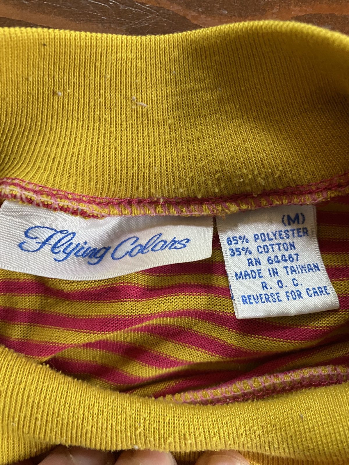 Vintage Vintage 80’s Pink & Yellow Striped Double Collar Tee Size US M / EU 48-50 / 2 - 10 Thumbnail
