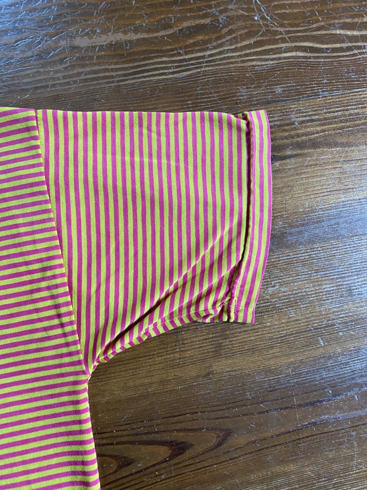 Vintage Vintage 80’s Pink & Yellow Striped Double Collar Tee Size US M / EU 48-50 / 2 - 4 Thumbnail