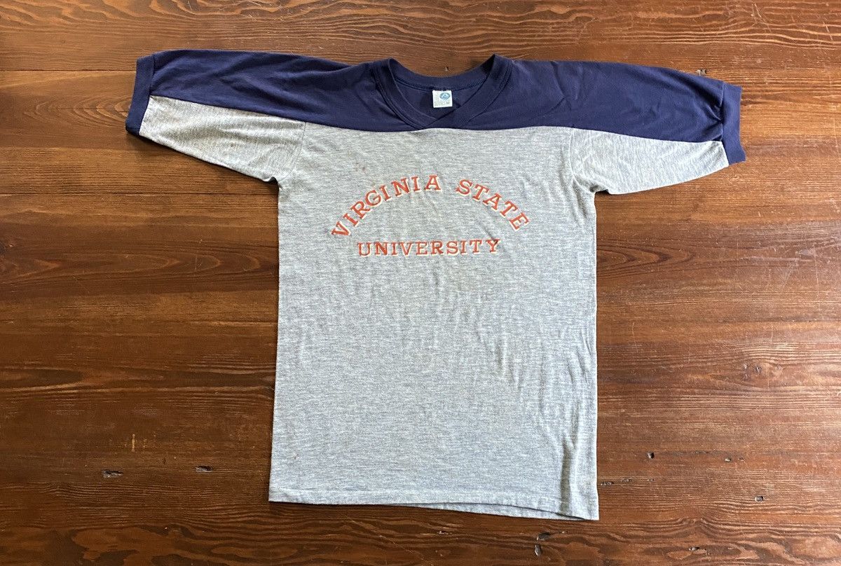 Vintage Vintage 80s VSU Virginia Distressed Single Stitch Ringer Tee Size US S / EU 44-46 / 1 - 2 Thumbnail