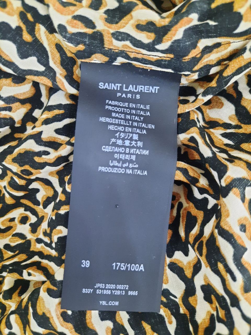 Saint Laurent Paris *New* FW20 AW20 Leopard Print Shark Collar Hawaiian Shirt Size US M / EU 48-50 / 2 - 3 Thumbnail