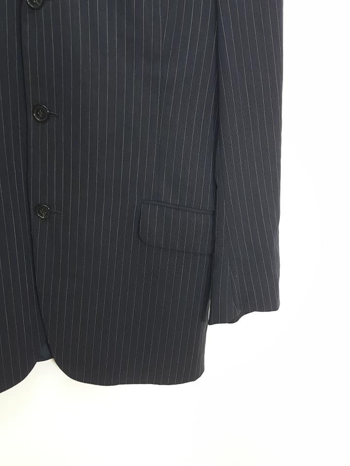 Hermes HERMES Wool Super 120 S Rayon Lined Vintage Pinstripe Coat Size 42R - 8 Thumbnail