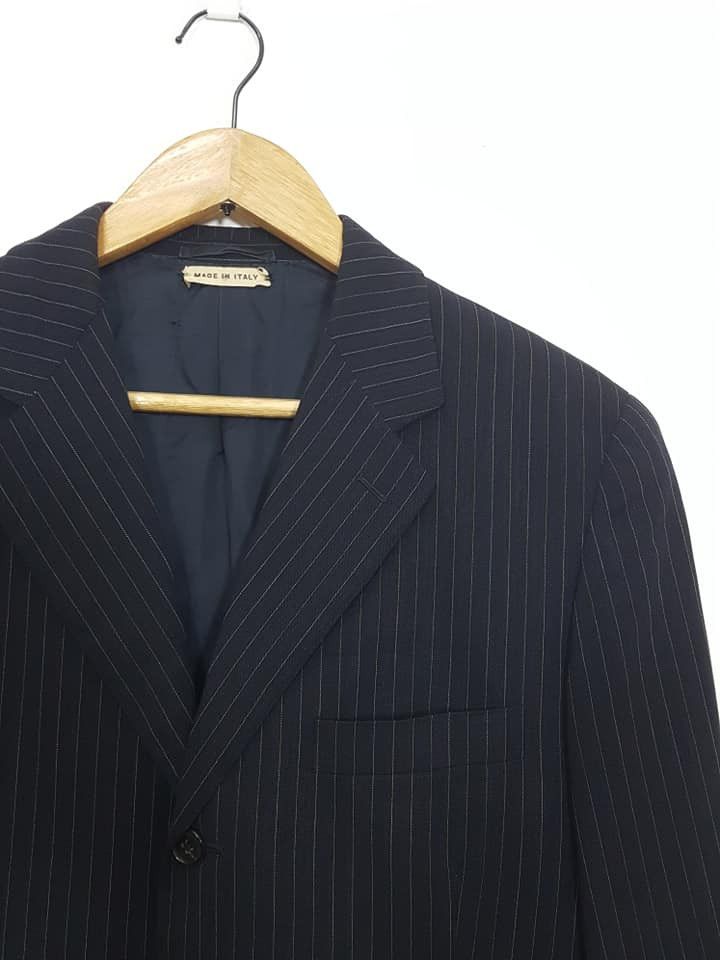 Hermes HERMES Wool Super 120 S Rayon Lined Vintage Pinstripe Coat Size 42R - 5 Thumbnail
