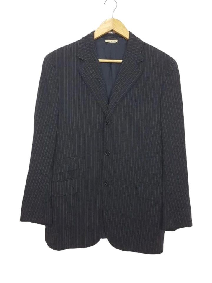 Hermes HERMES Wool Super 120 S Rayon Lined Vintage Pinstripe Coat Size 42R - 1 Thumbnail