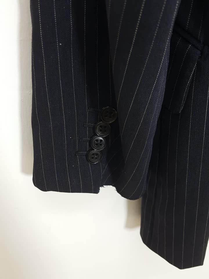 Hermes HERMES Wool Super 120 S Rayon Lined Vintage Pinstripe Coat Size 42R - 9 Thumbnail