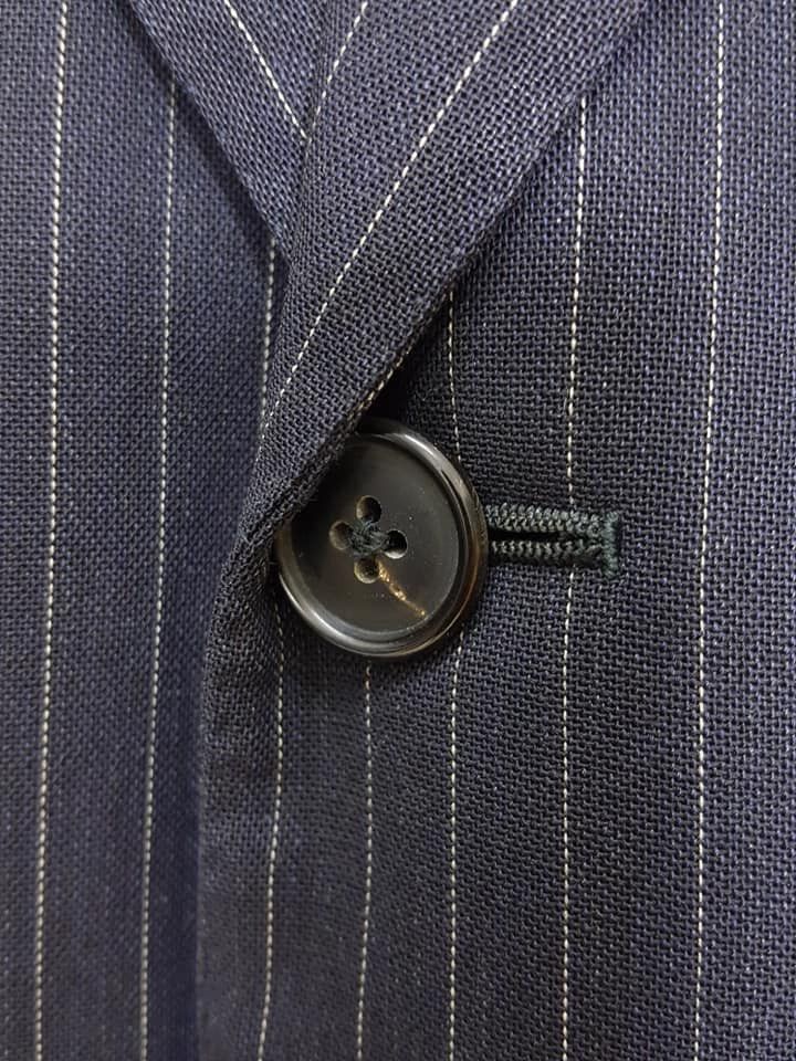 Hermes HERMES Wool Super 120 S Rayon Lined Vintage Pinstripe Coat Size 42R - 6 Thumbnail