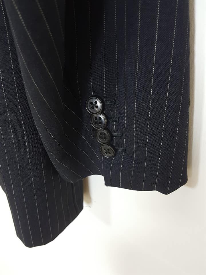 Hermes HERMES Wool Super 120 S Rayon Lined Vintage Pinstripe Coat Size 42R - 10 Thumbnail