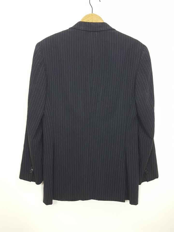 Hermes HERMES Wool Super 120 S Rayon Lined Vintage Pinstripe Coat Size 42R - 14 Thumbnail