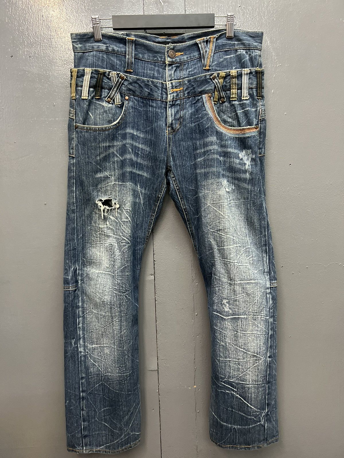 image of Dominated Handcrafted Jeans Doublewaist Size 34 in Denim Blue, Men's