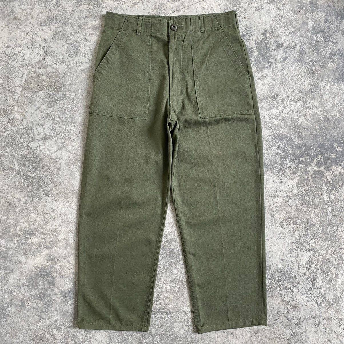 image of Vintage OG 507 Fatigue Military Cropped Baker Pants in Green, Men's (Size 32)