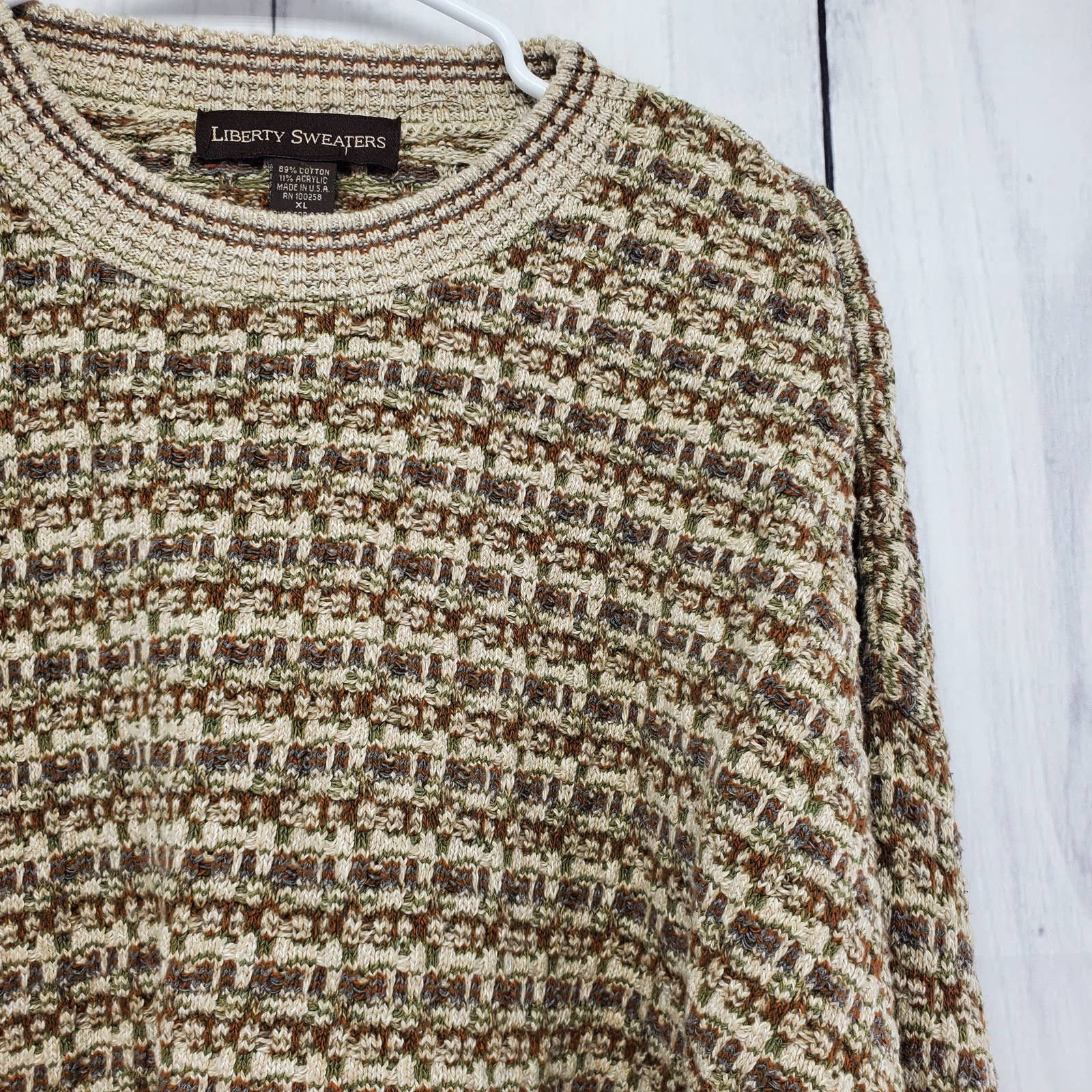 Vintage Liberty Sweaters XL Textured Chunky Oversize buy Grandpa Crew Neck Sweater