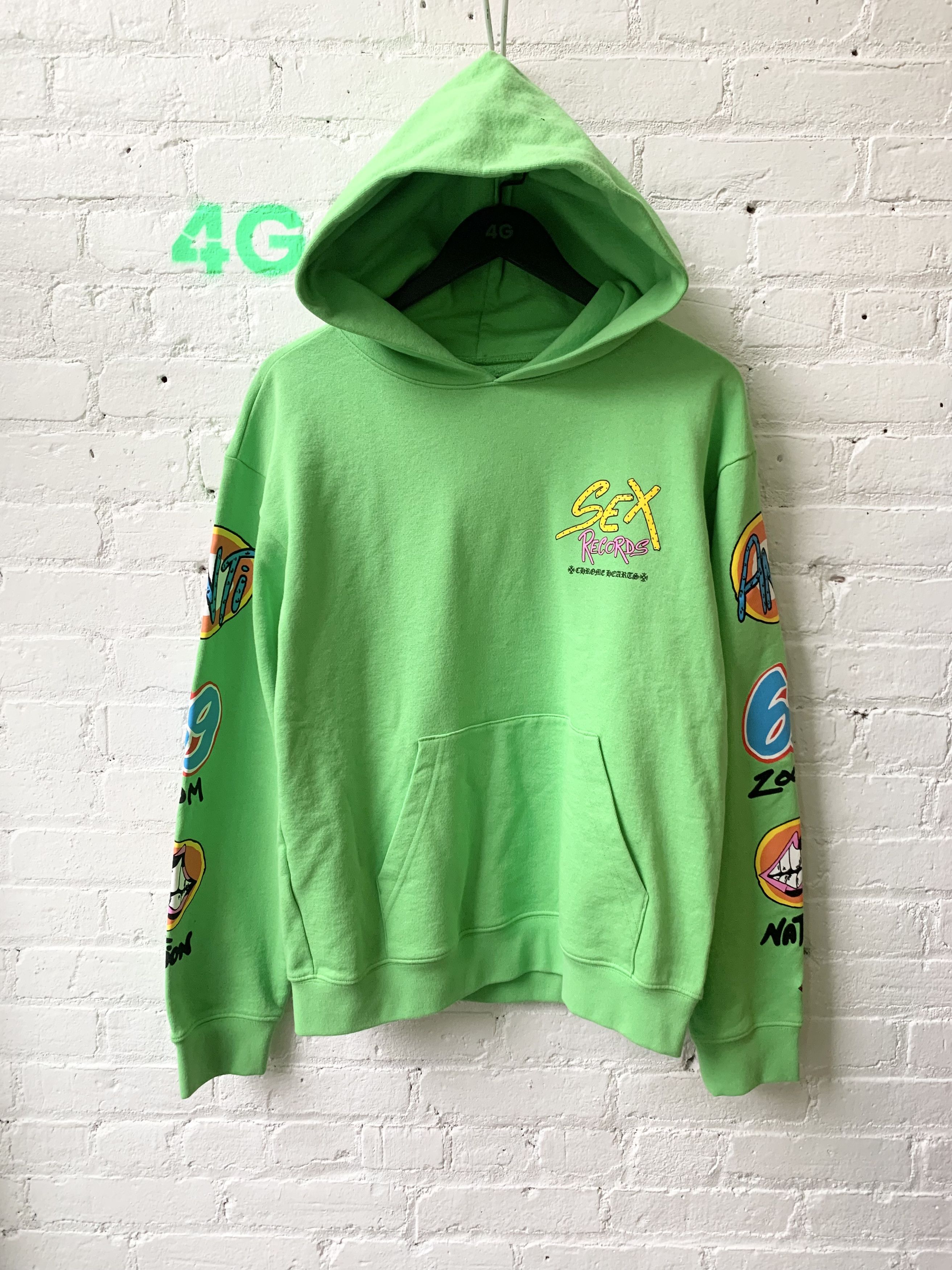 Chrome Hearts Chrome Hearts Lime Green Sex Records Hoodie Grailed