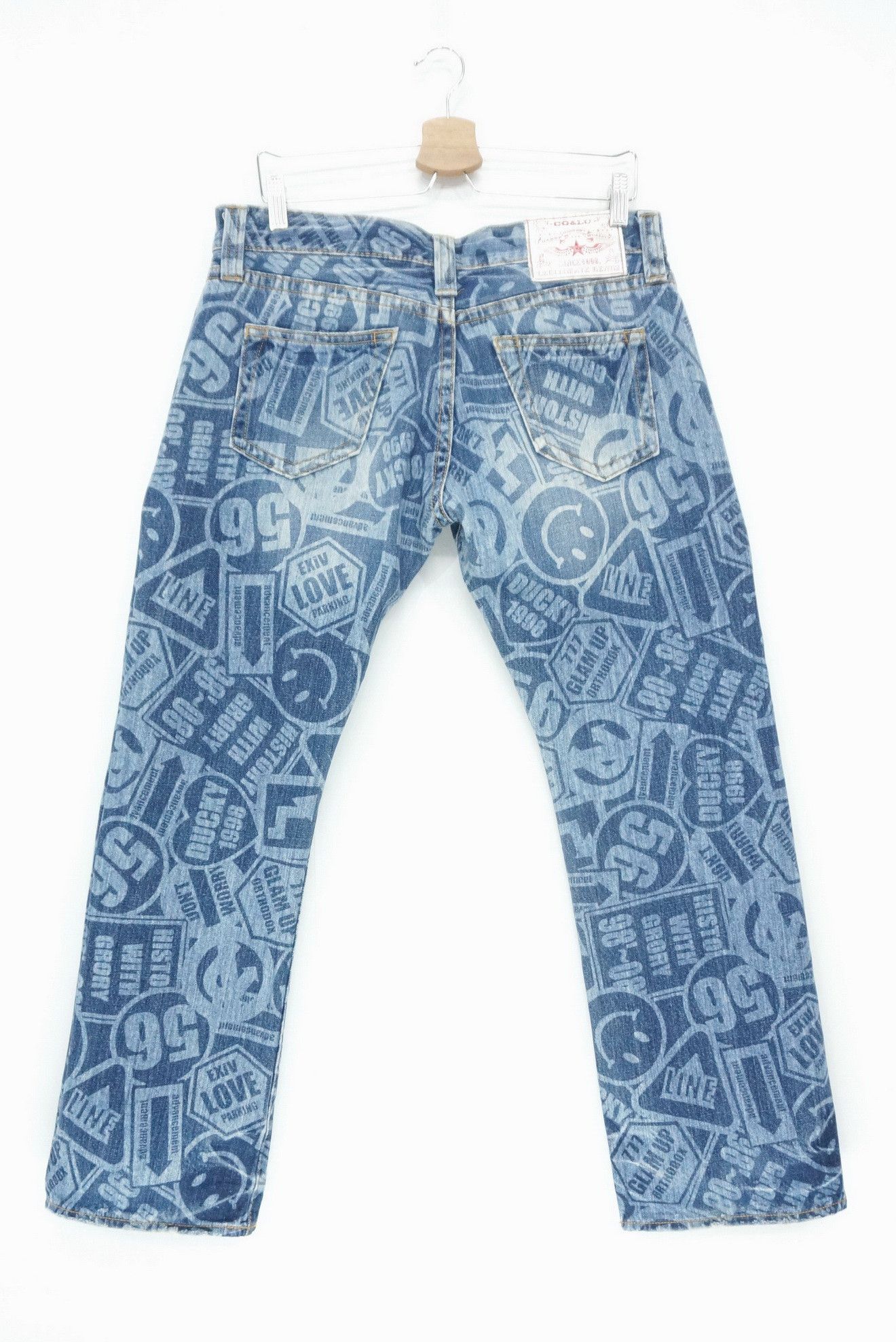 Japanese Brand CO & LU Japan All OverPrint Smiley Denim Japan Pop Art DHL Size US 33 - 2 Thumbnail