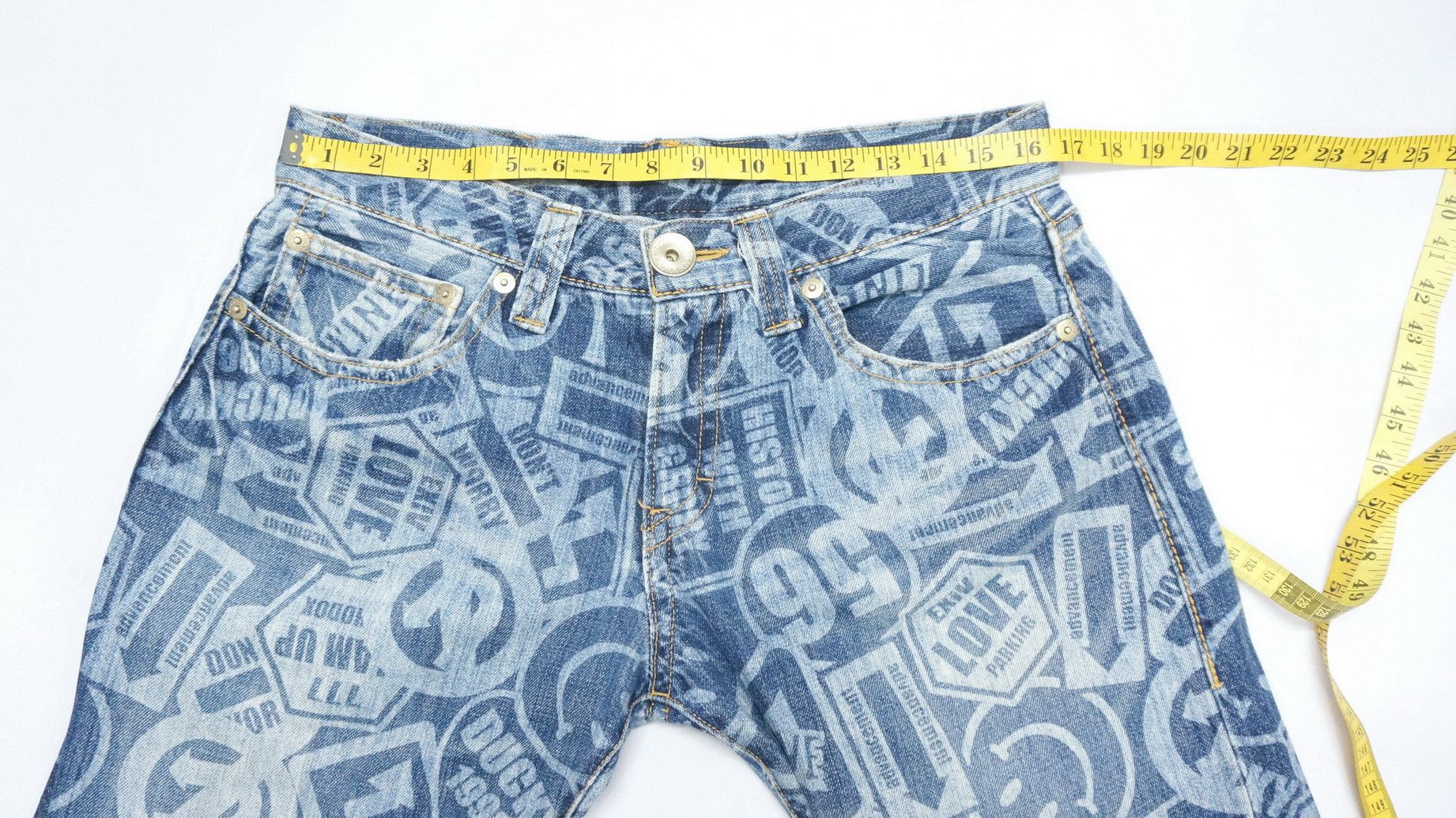 Japanese Brand CO & LU Japan All OverPrint Smiley Denim Japan Pop Art DHL Size US 33 - 10 Thumbnail