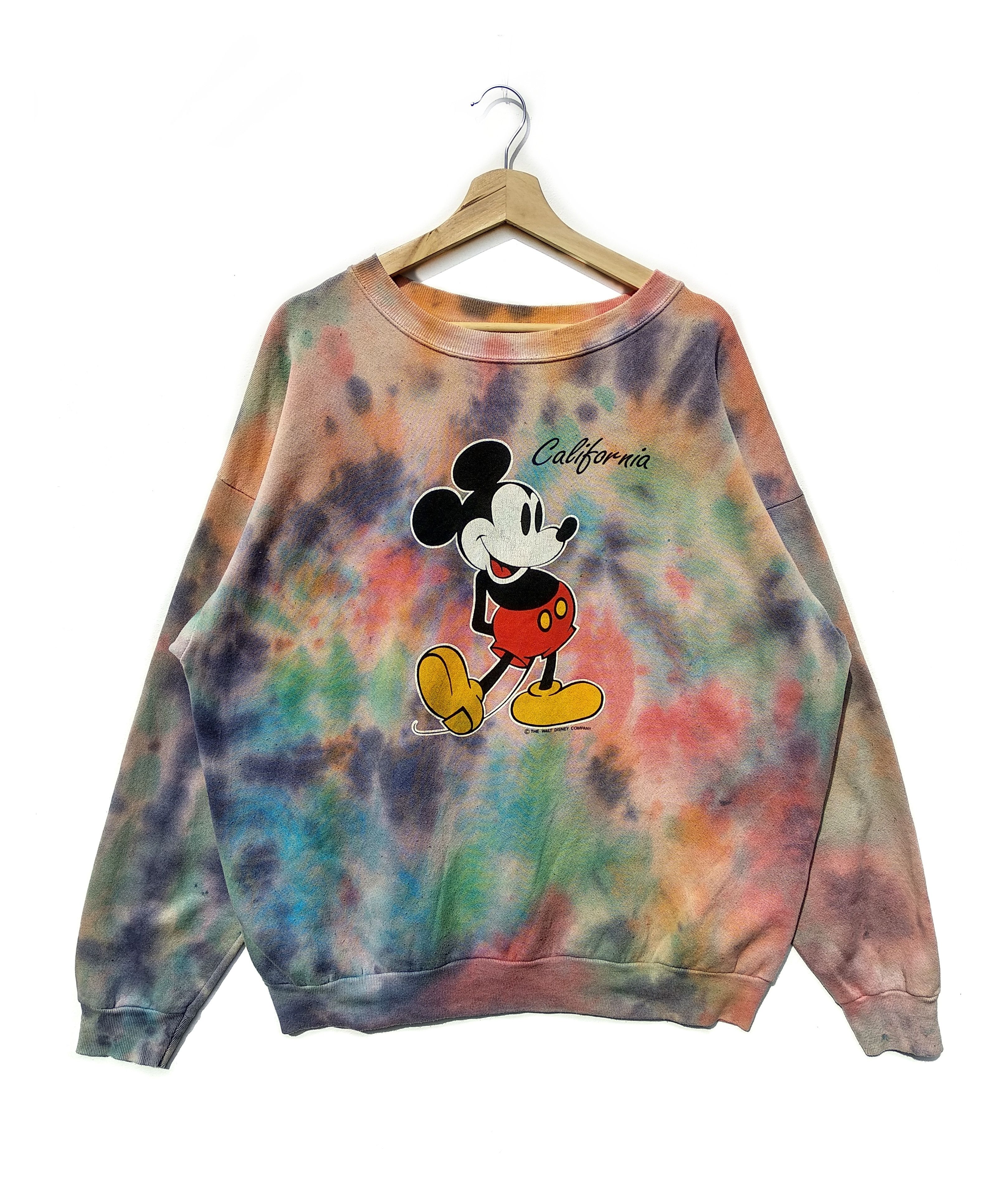 Custom Vintage 90s Custom Made Tie Dye Mickey Mouse Sweatshirt | Grailed