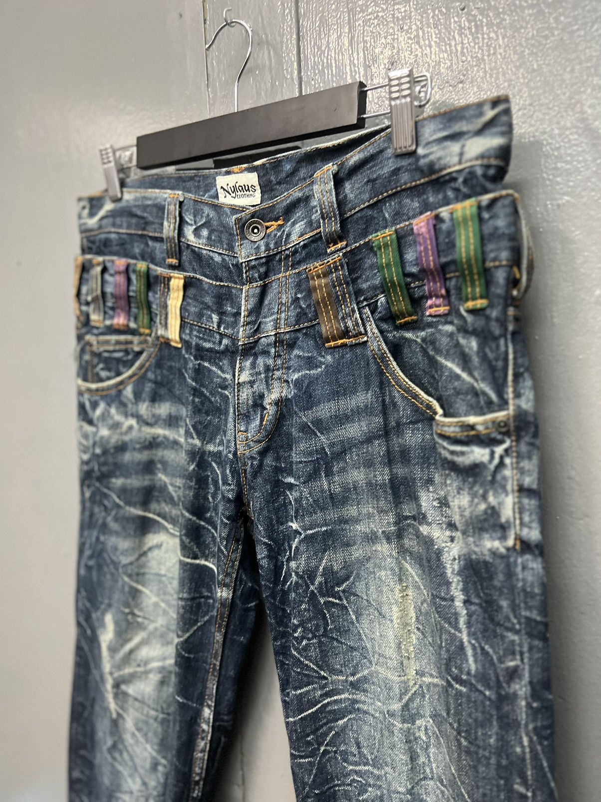Japanese Brand NYLAUS CLOTHING DOUBLE WAIST JEANS SIZE 33 Size US 33 - 5 Thumbnail
