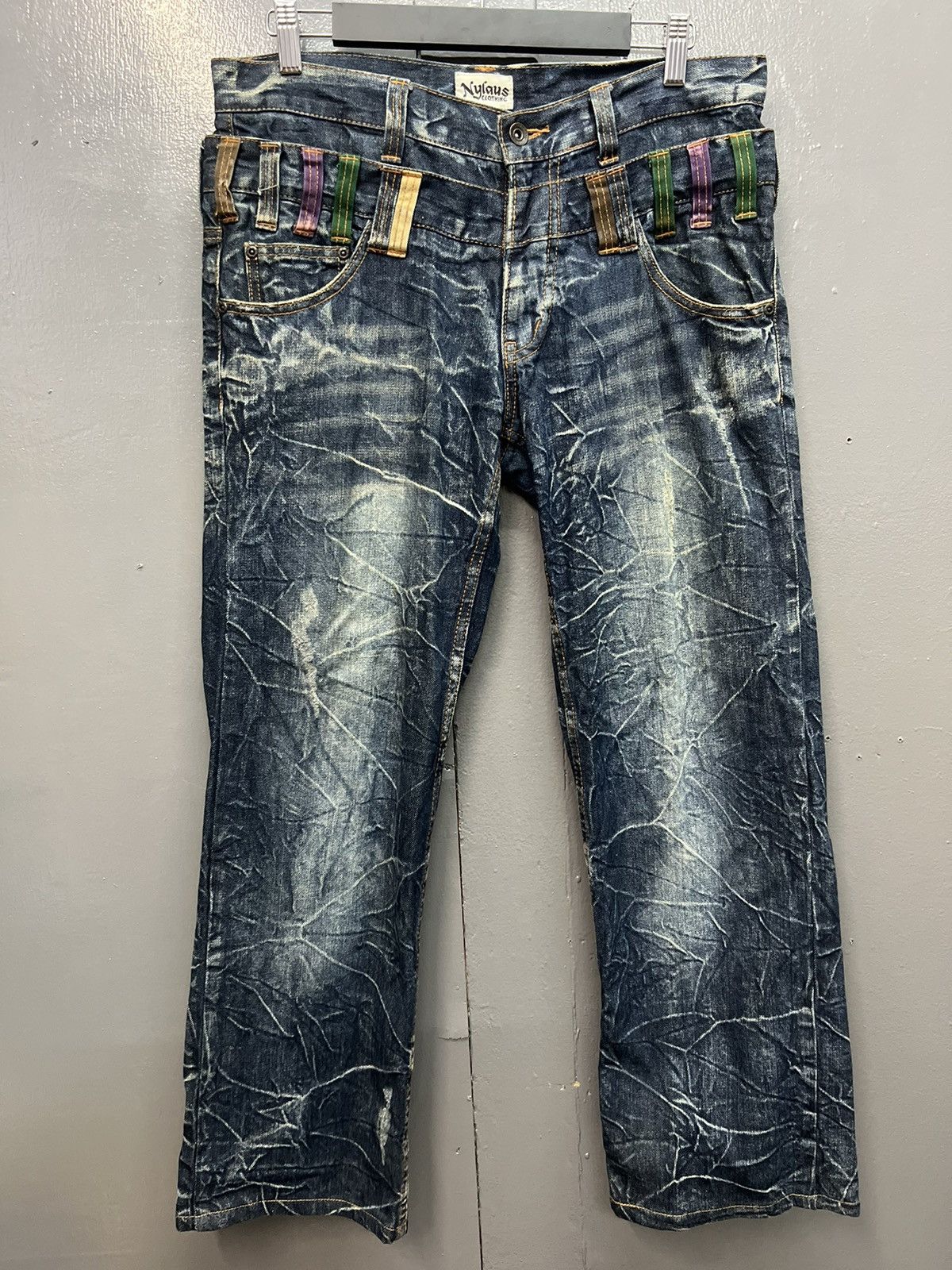 Japanese Brand NYLAUS CLOTHING DOUBLE WAIST JEANS SIZE 33 Size US 33 - 1 Thumbnail