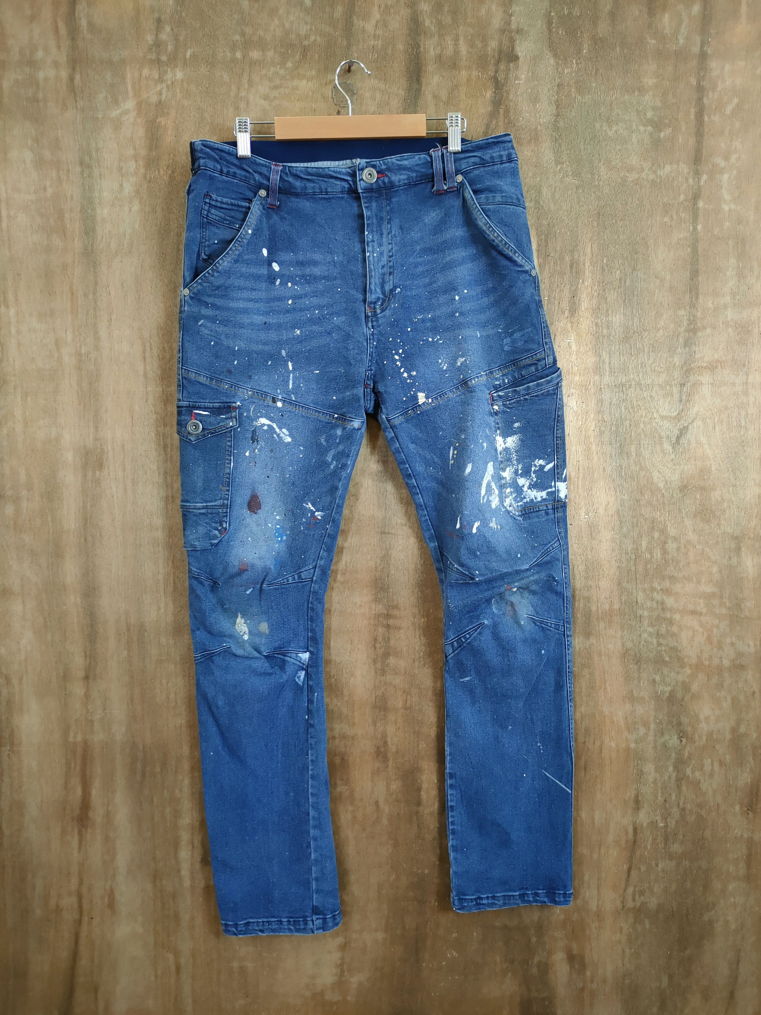 Japanese Brand Field Core distressed painter denim pants #46-737 Size US 35 - 1 Thumbnail