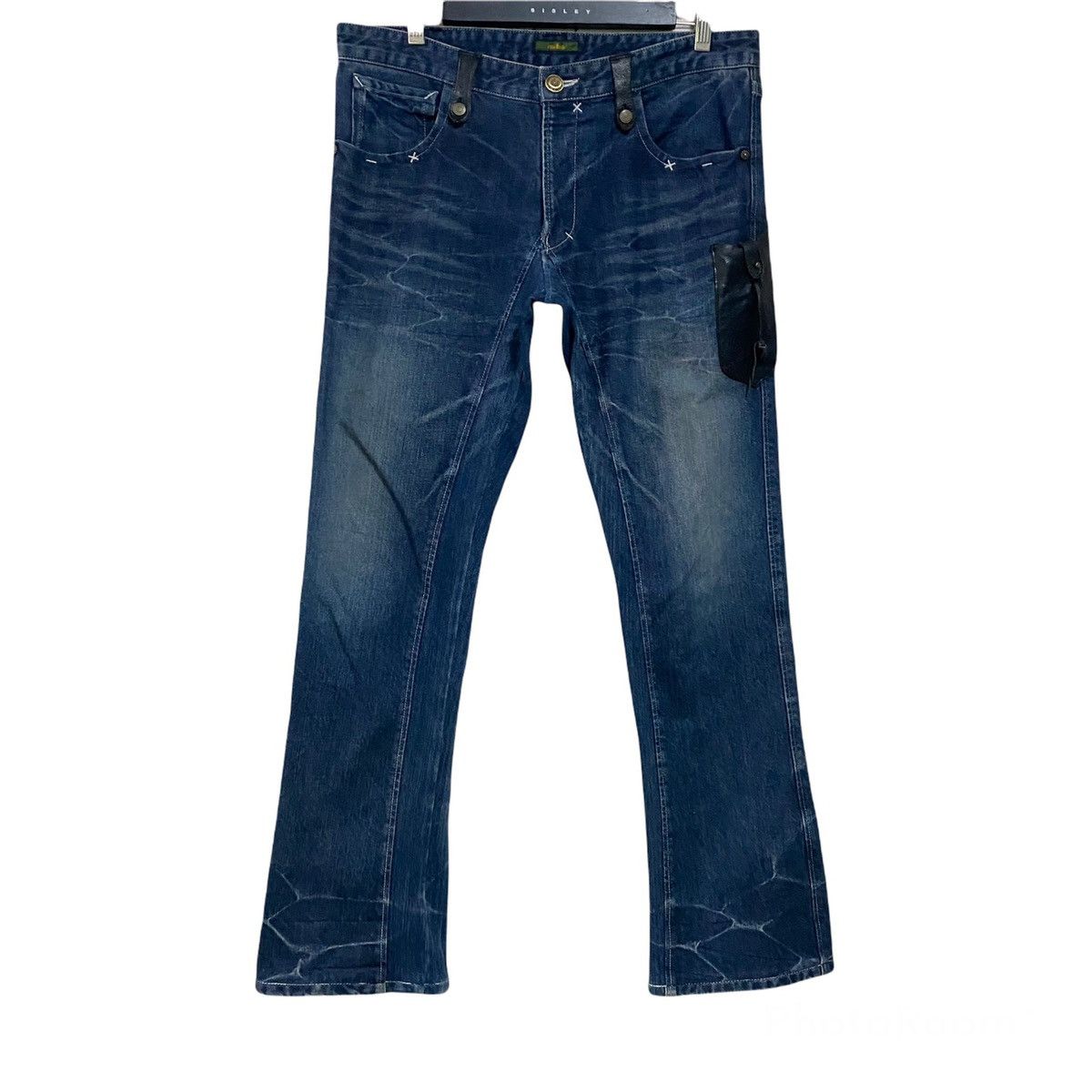 Obelisk OBELISK Denim Flare Jeans Leather Trimmed Size US 34 / EU 50 - 1 Thumbnail