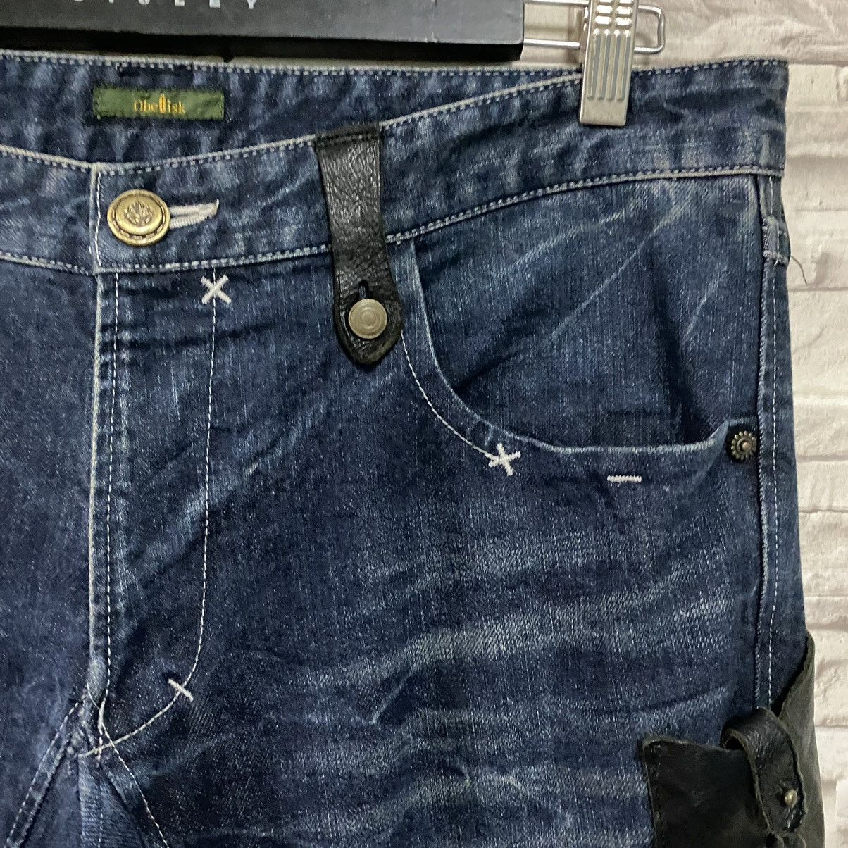 Obelisk OBELISK Denim Flare Jeans Leather Trimmed Size US 34 / EU 50 - 6 Thumbnail