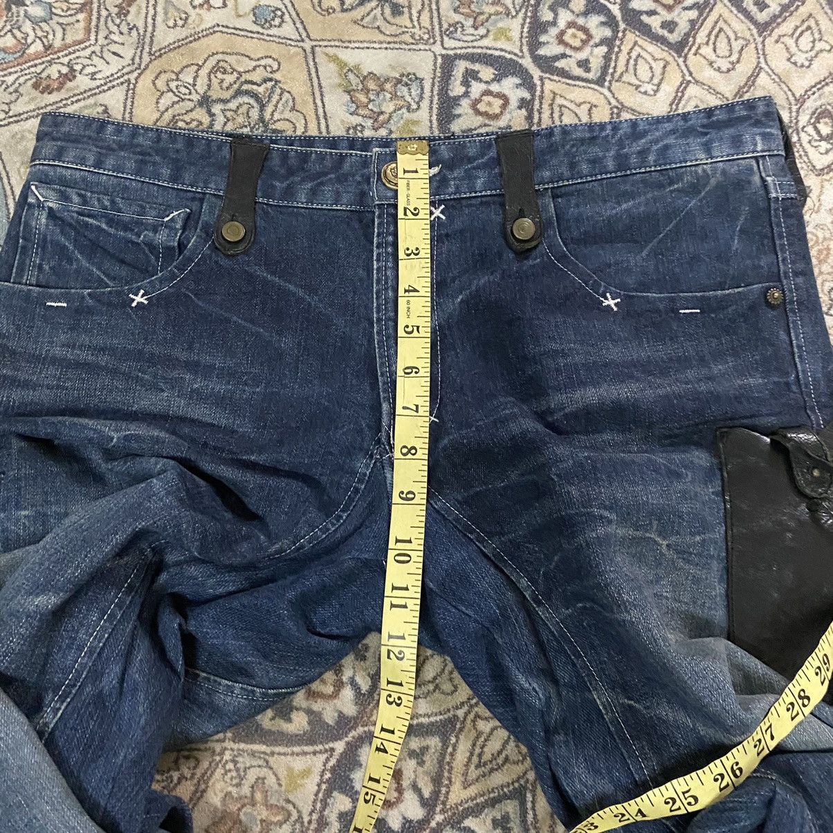 Obelisk OBELISK Denim Flare Jeans Leather Trimmed Size US 34 / EU 50 - 20 Thumbnail